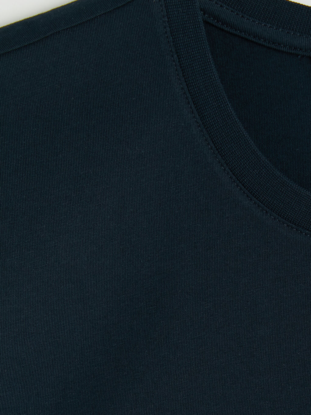 Lacivert Bisiklet Yaka Baskılı Erkek Tişört-2