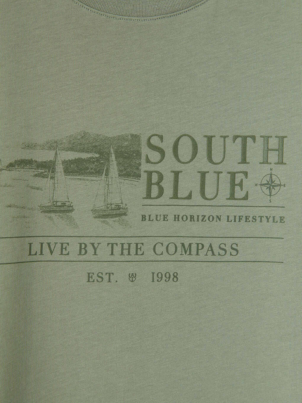 Yeşil Bisiklet Yaka Baskılı Erkek Tişört-2