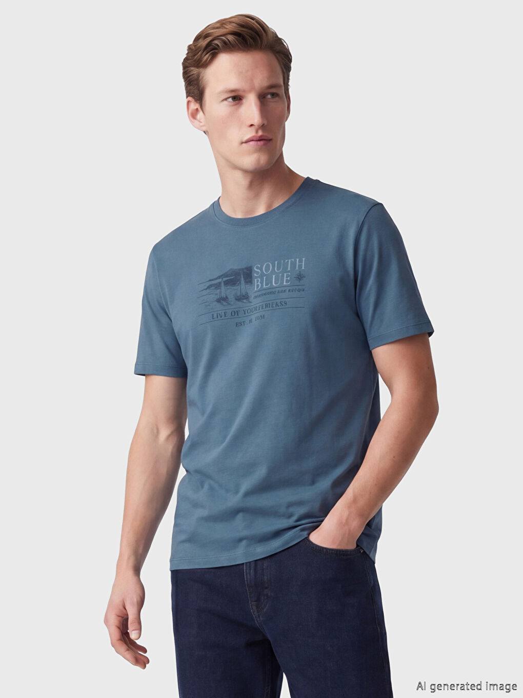 Crew Neck Printed Men's T-Shirt