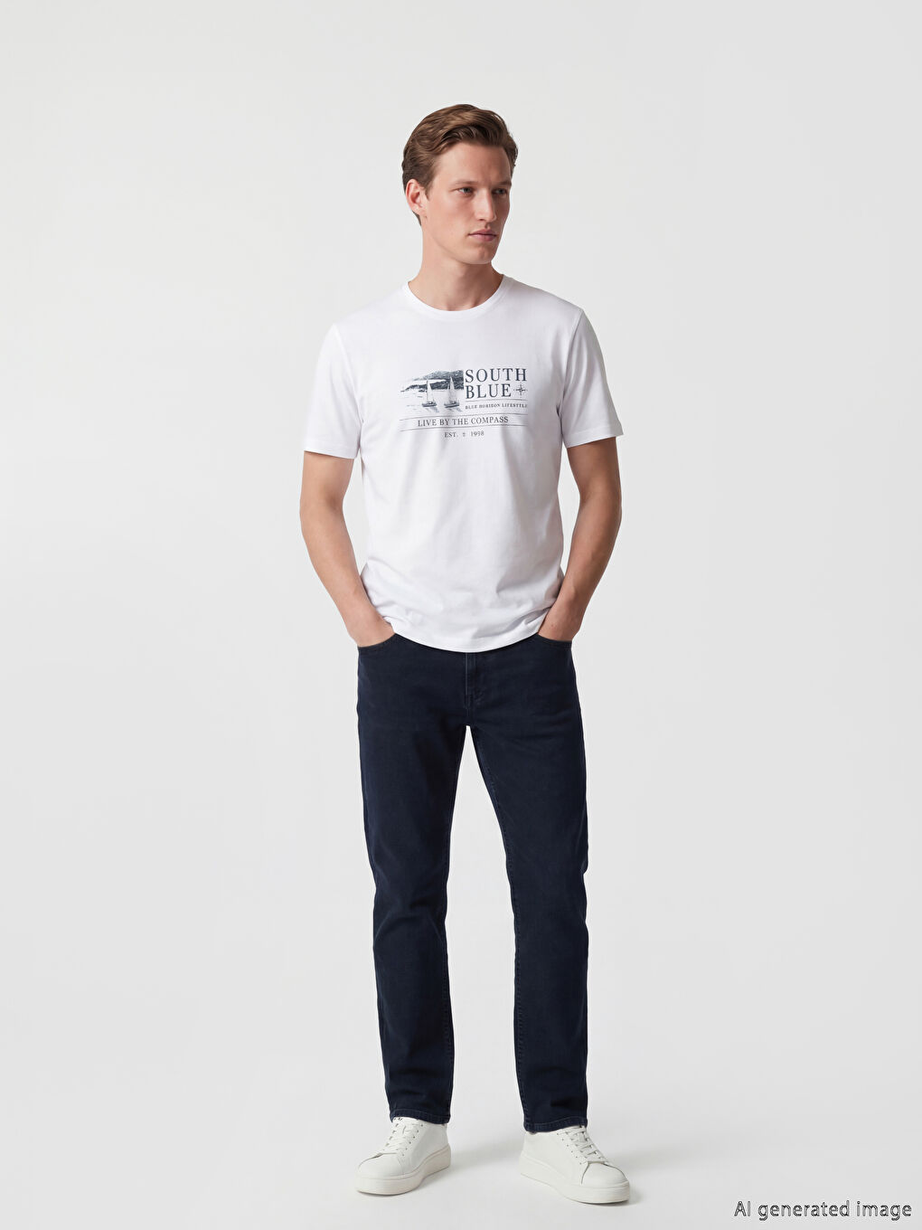 მრგვალი საყელო ნაბეჭდი მამაკაცის მაისური-1