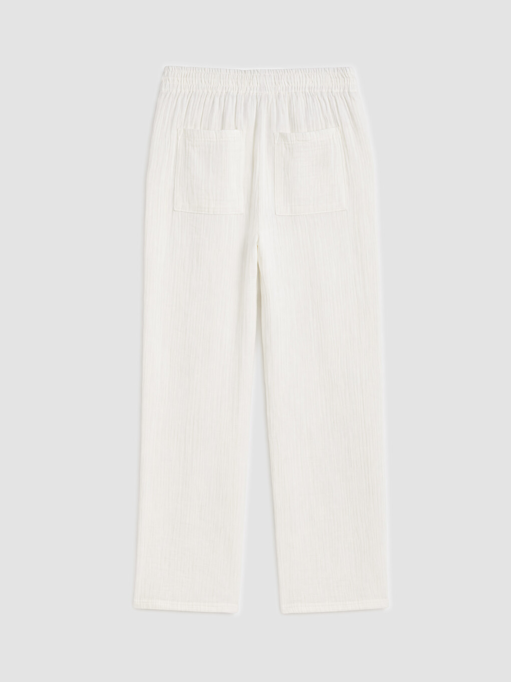 Beyaz Regular Fit Armürlü Erkek Pantolon-1