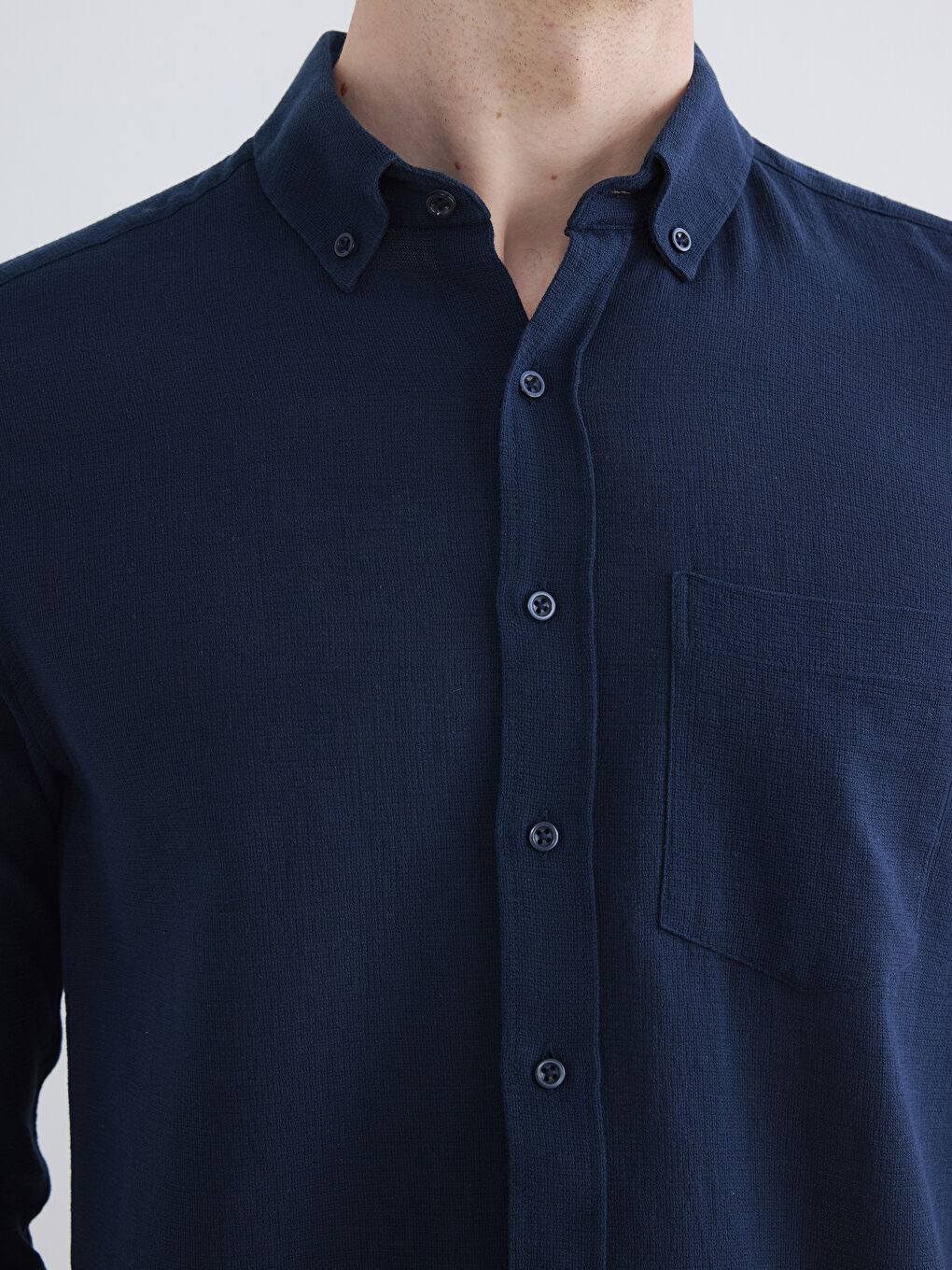 İndigo Regular Fit Armürlü Erkek Gömlek-2