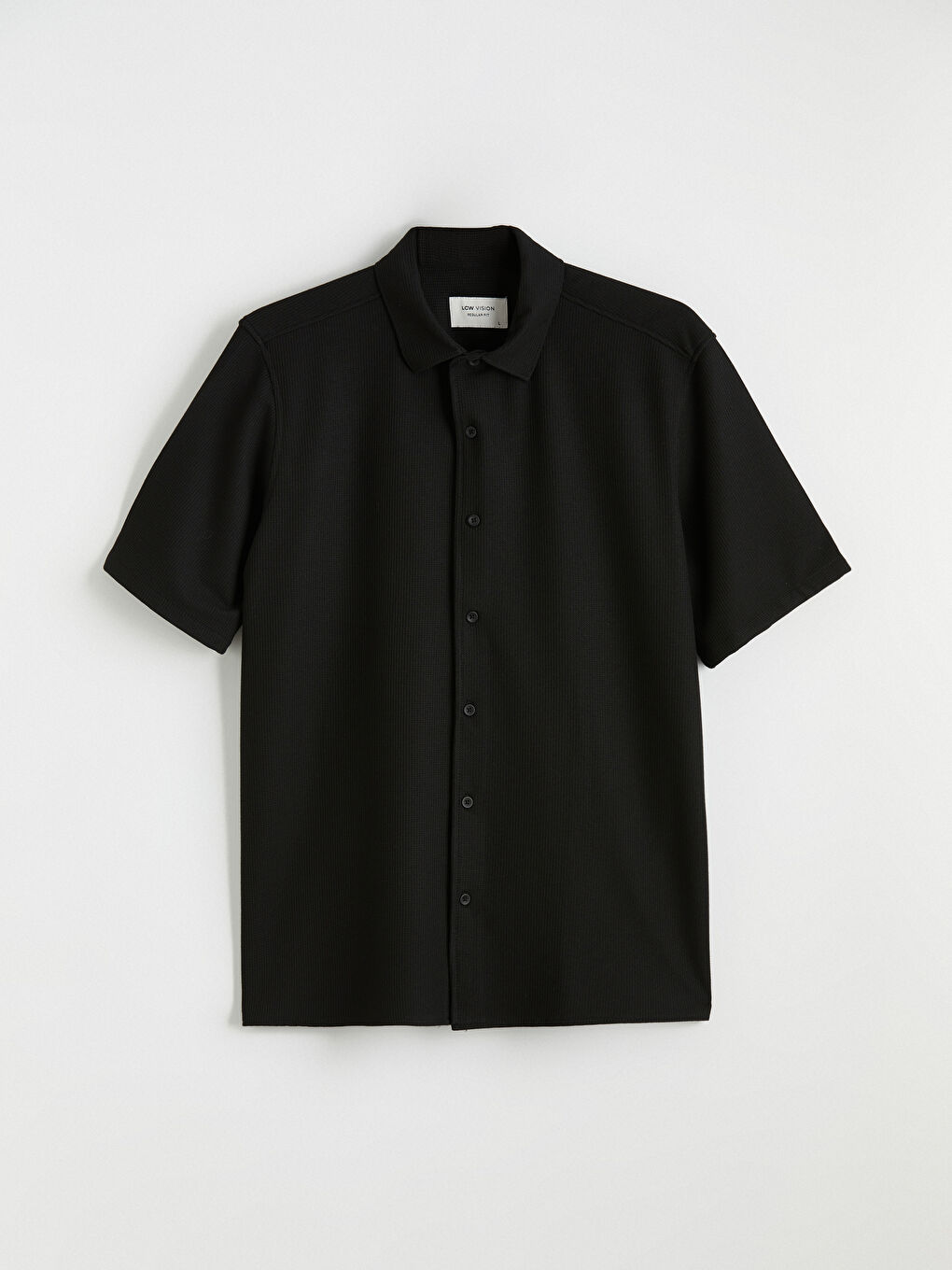 Siyah Regular Fit Erkek Dokulu Gömlek