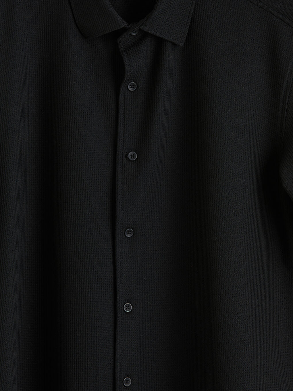 Siyah Regular Fit Erkek Dokulu Gömlek-1