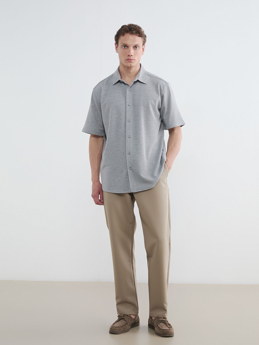 Regular Fit Men's Textured Shirt-1