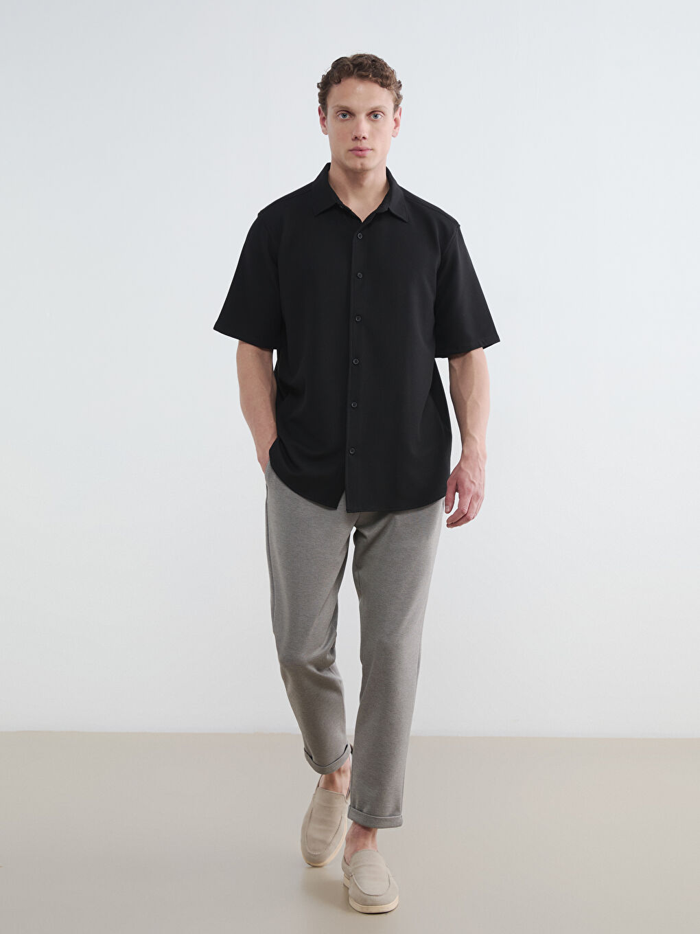 Regular Fit Men's Textured Shirt-1