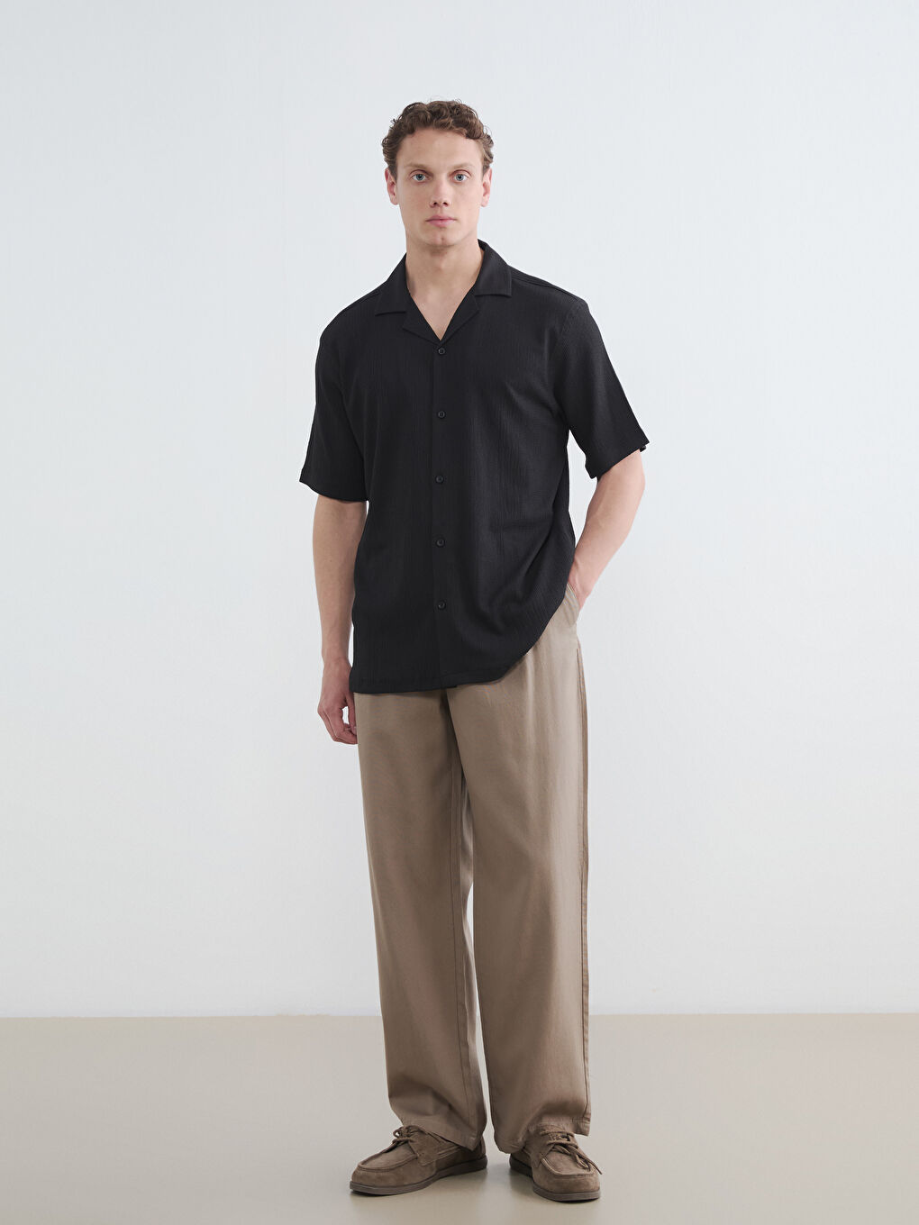 Regular Fit Men's Textured Shirt-1