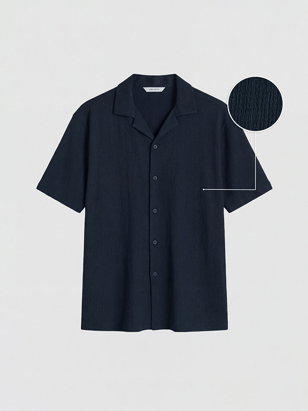 Lacivert Regular Fit Resort Yaka Erkek Dokulu Gömlek