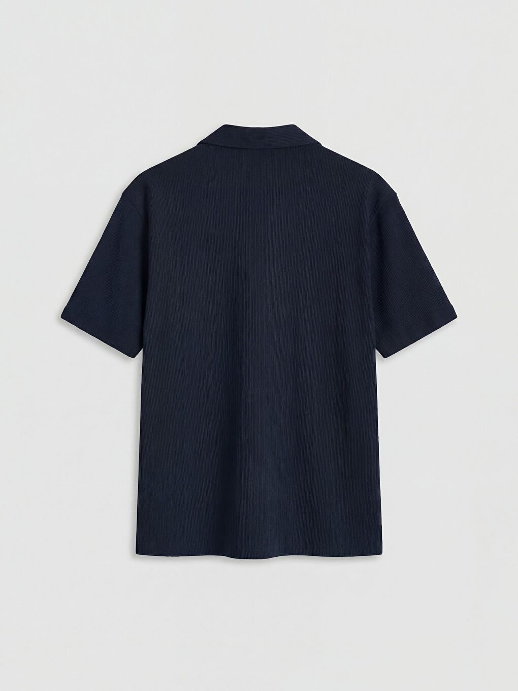Lacivert Regular Fit Resort Yaka Erkek Dokulu Gömlek-1