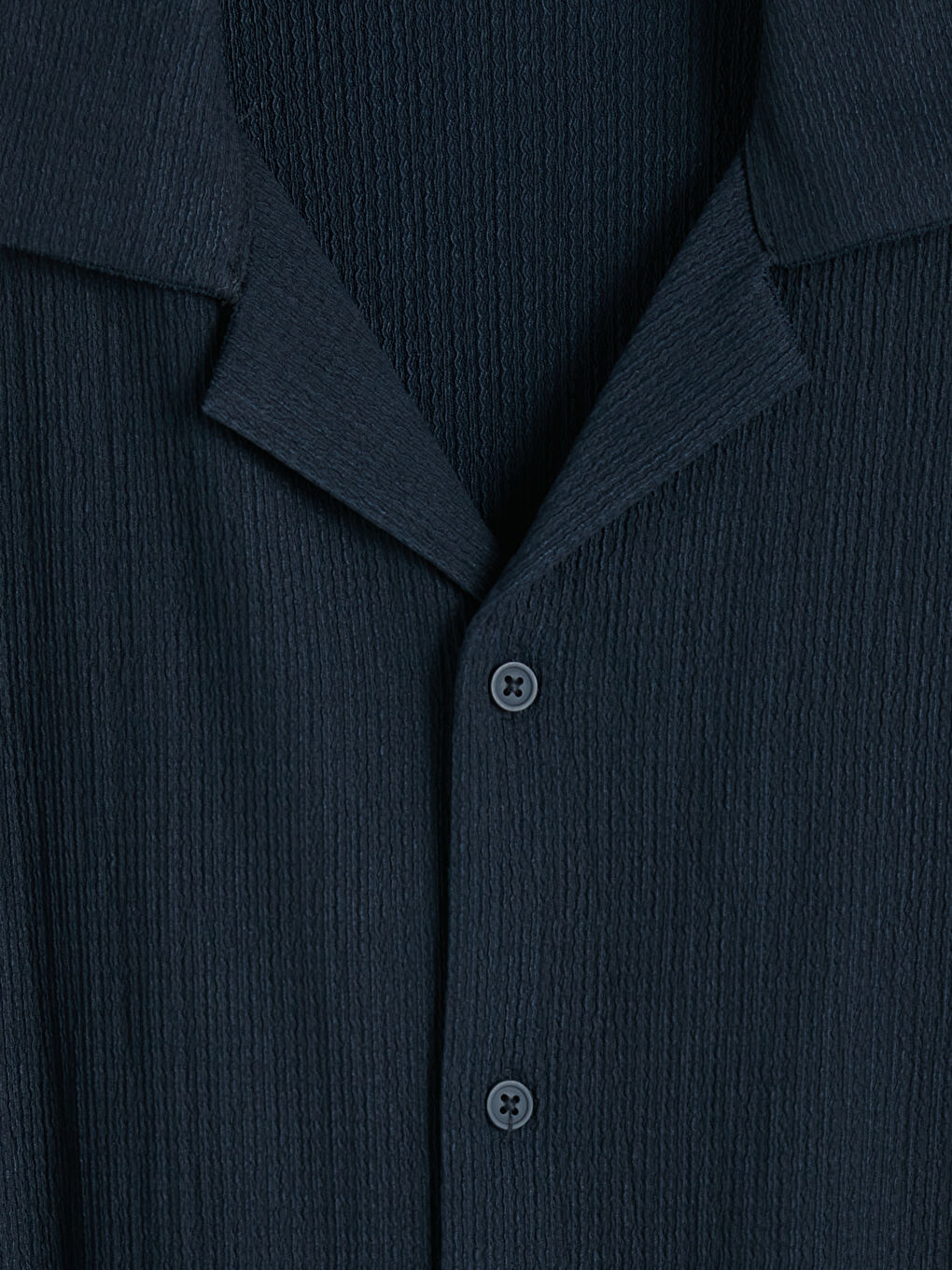 Lacivert Regular Fit Resort Yaka Erkek Dokulu Gömlek-2