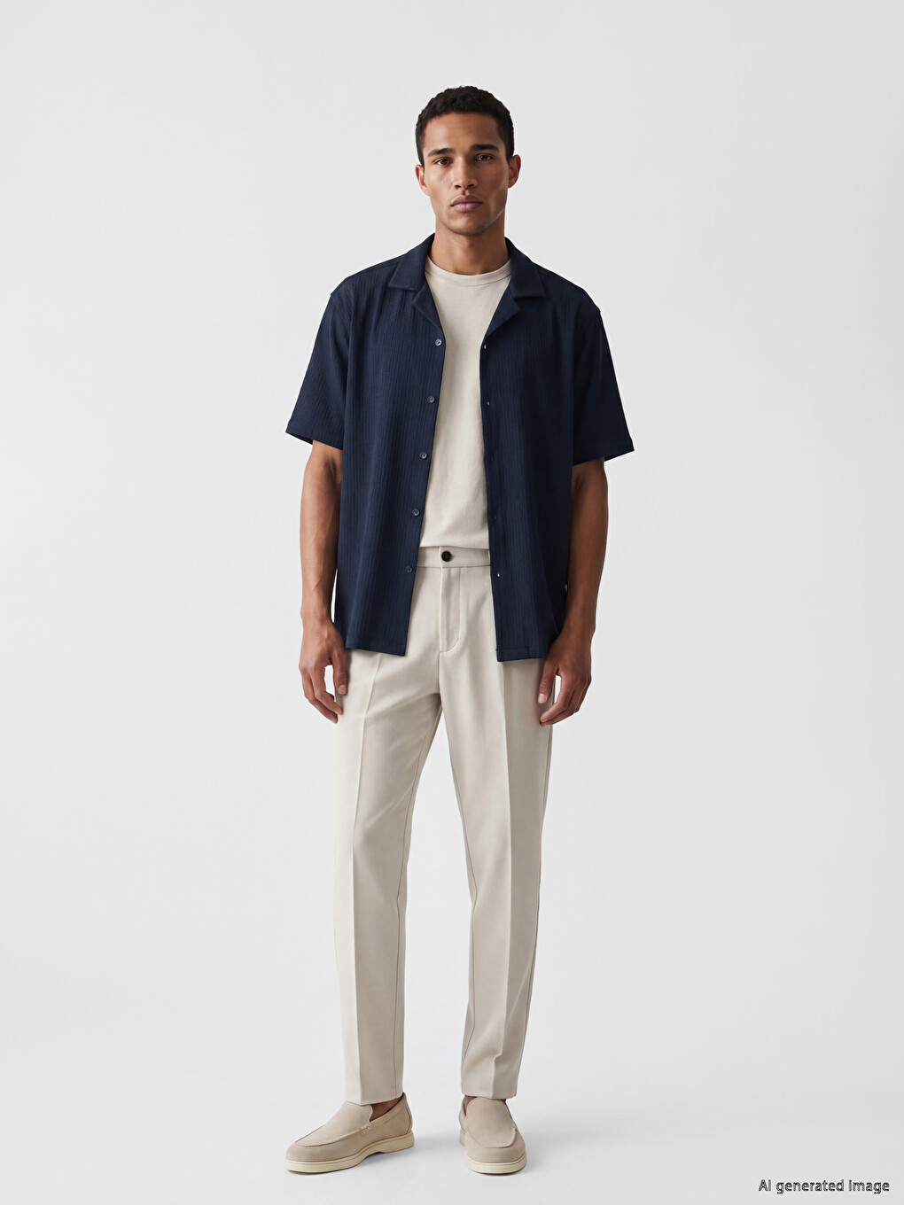 Regular Fit Resort Collar Men's Textured Shirt-1