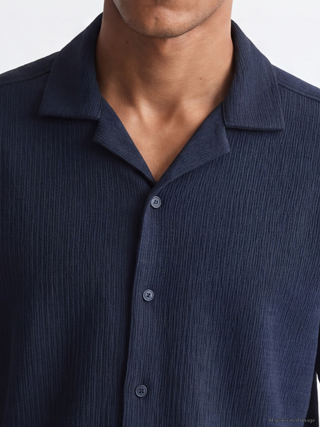 Regular Fit Resort Collar Men's Textured Shirt-2
