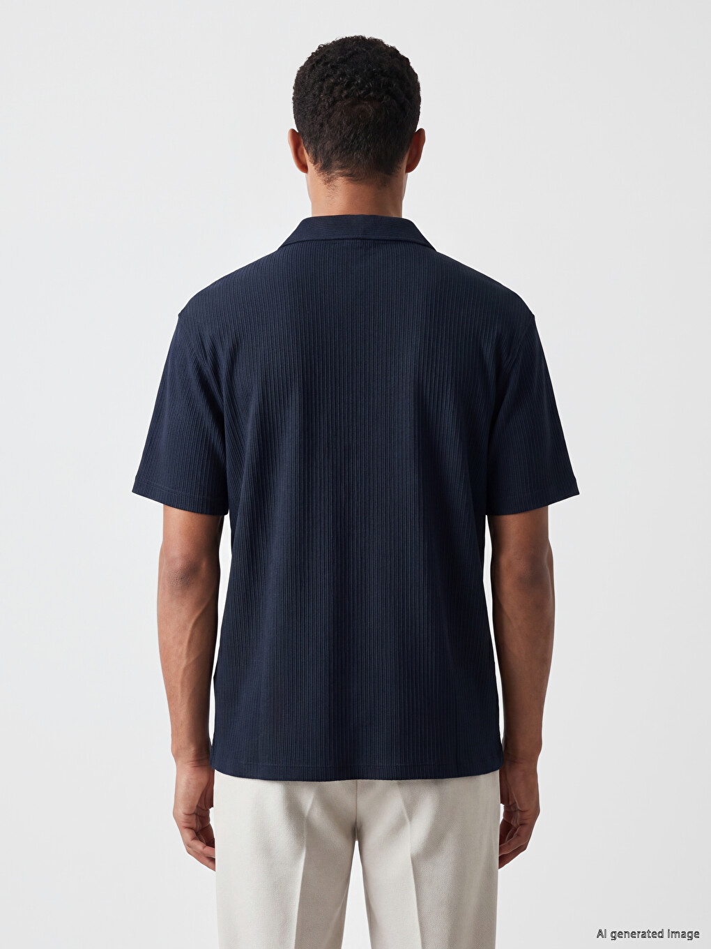 Regular Fit Resort Collar Men's Textured Shirt-3