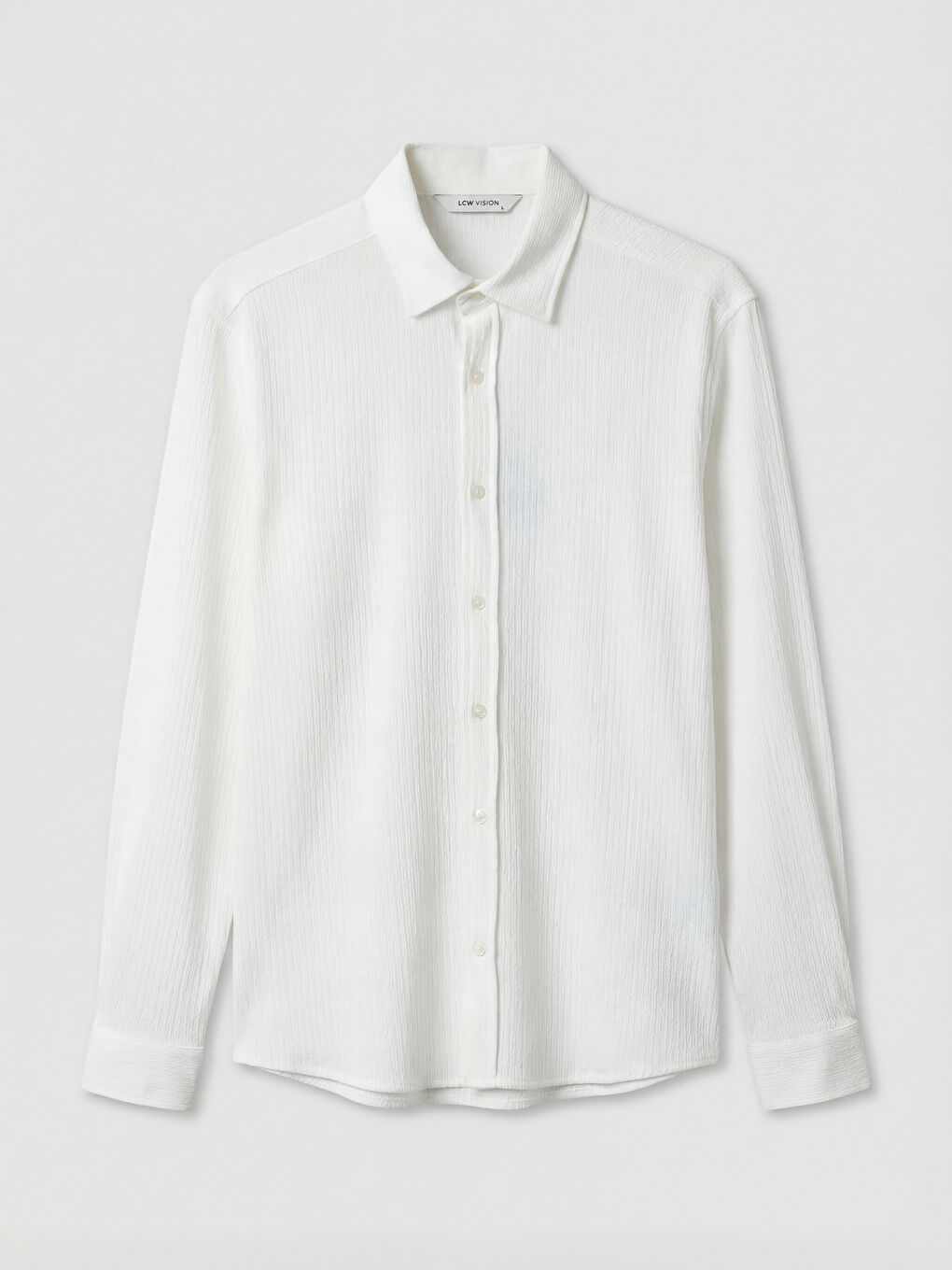 Beyaz Slim Fit Erkek Dokulu Gömlek