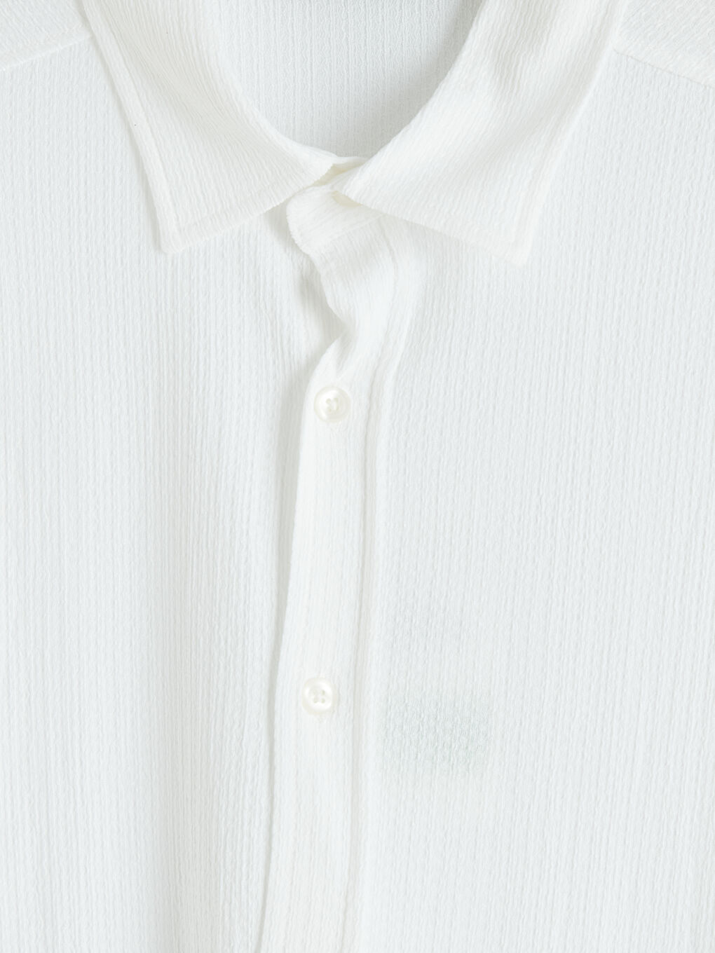 Beyaz Slim Fit Erkek Dokulu Gömlek-2