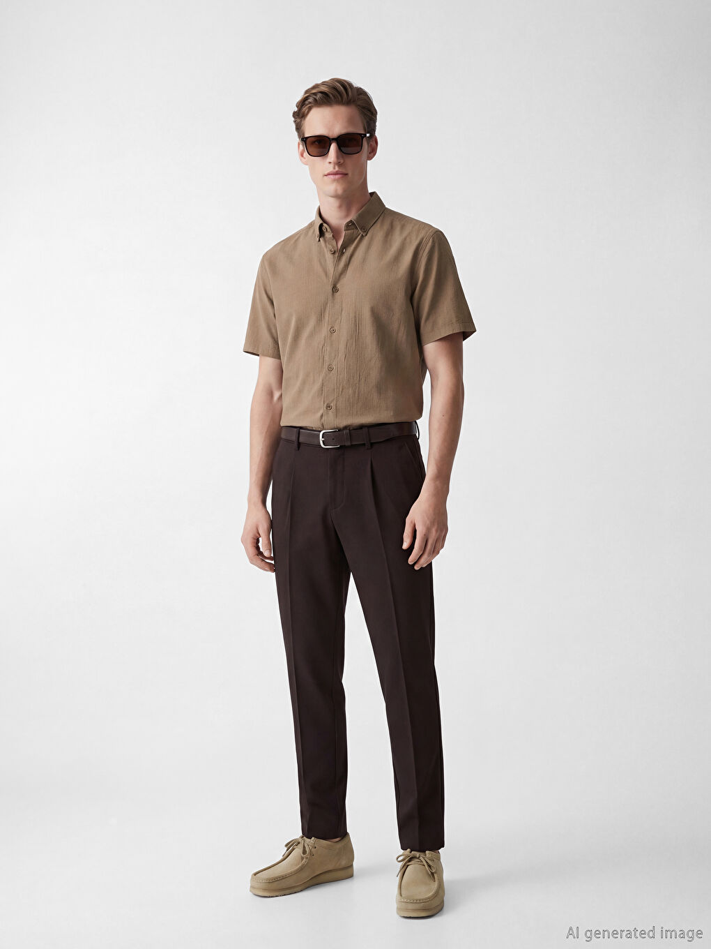 Bej Regular Fit Erkek Gömlek-1