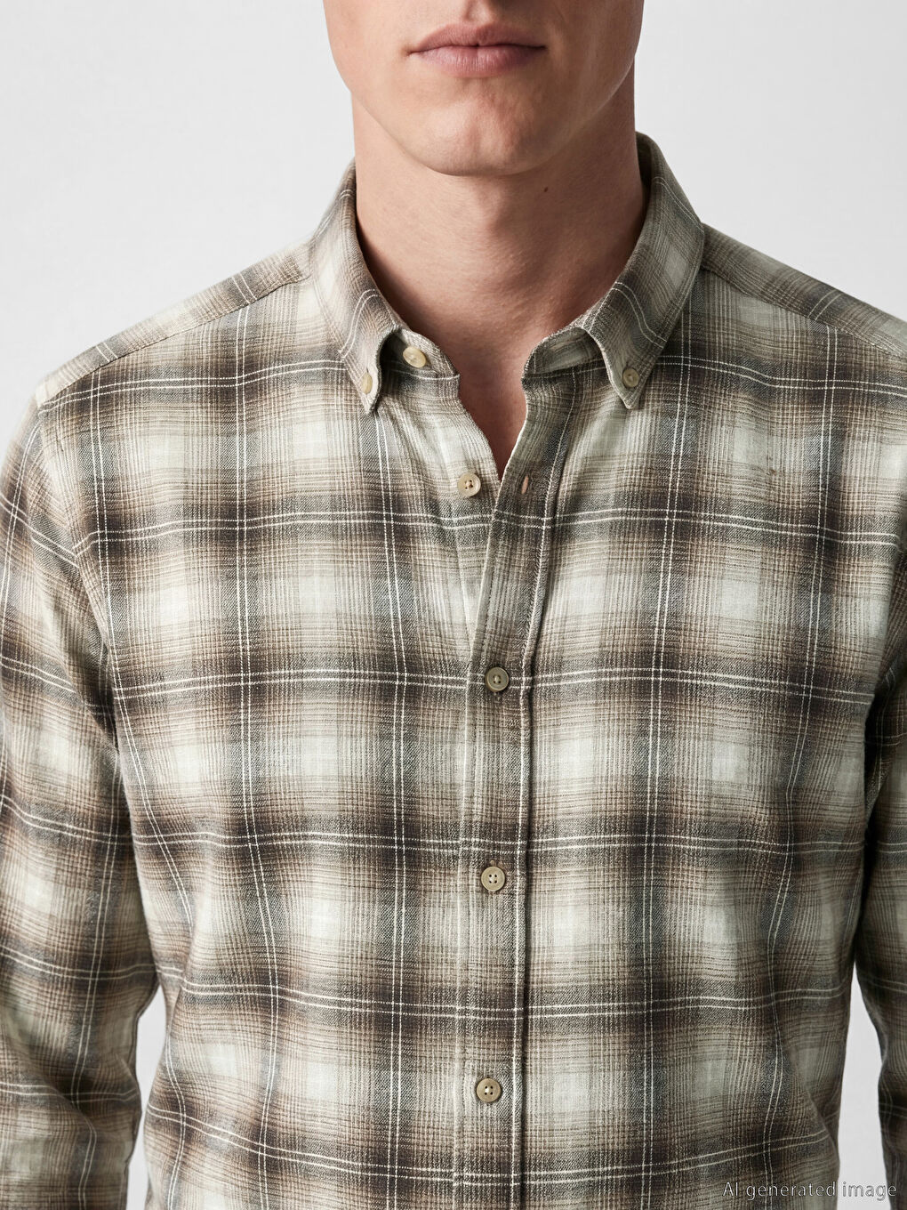 Bej Regular Fit Kareli Erkek Gömlek-2