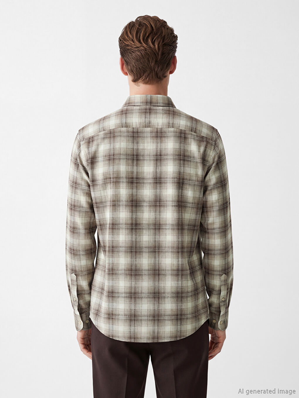 Bej Regular Fit Kareli Erkek Gömlek-3