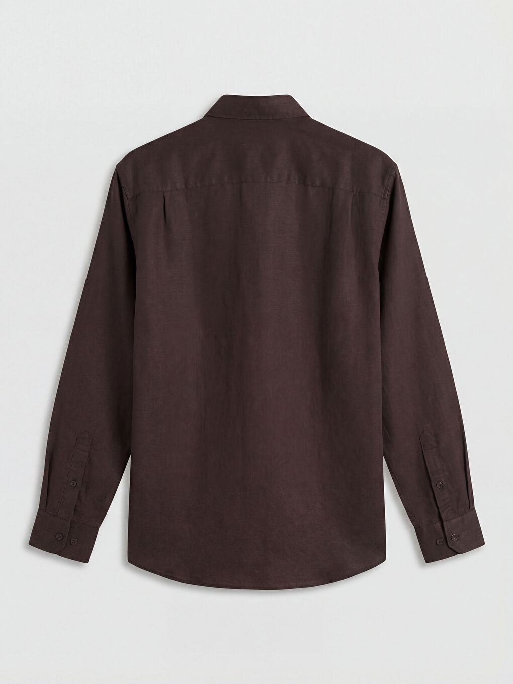 Kahverengi Regular Fit Keten Karışımlı Erkek Gömlek-1