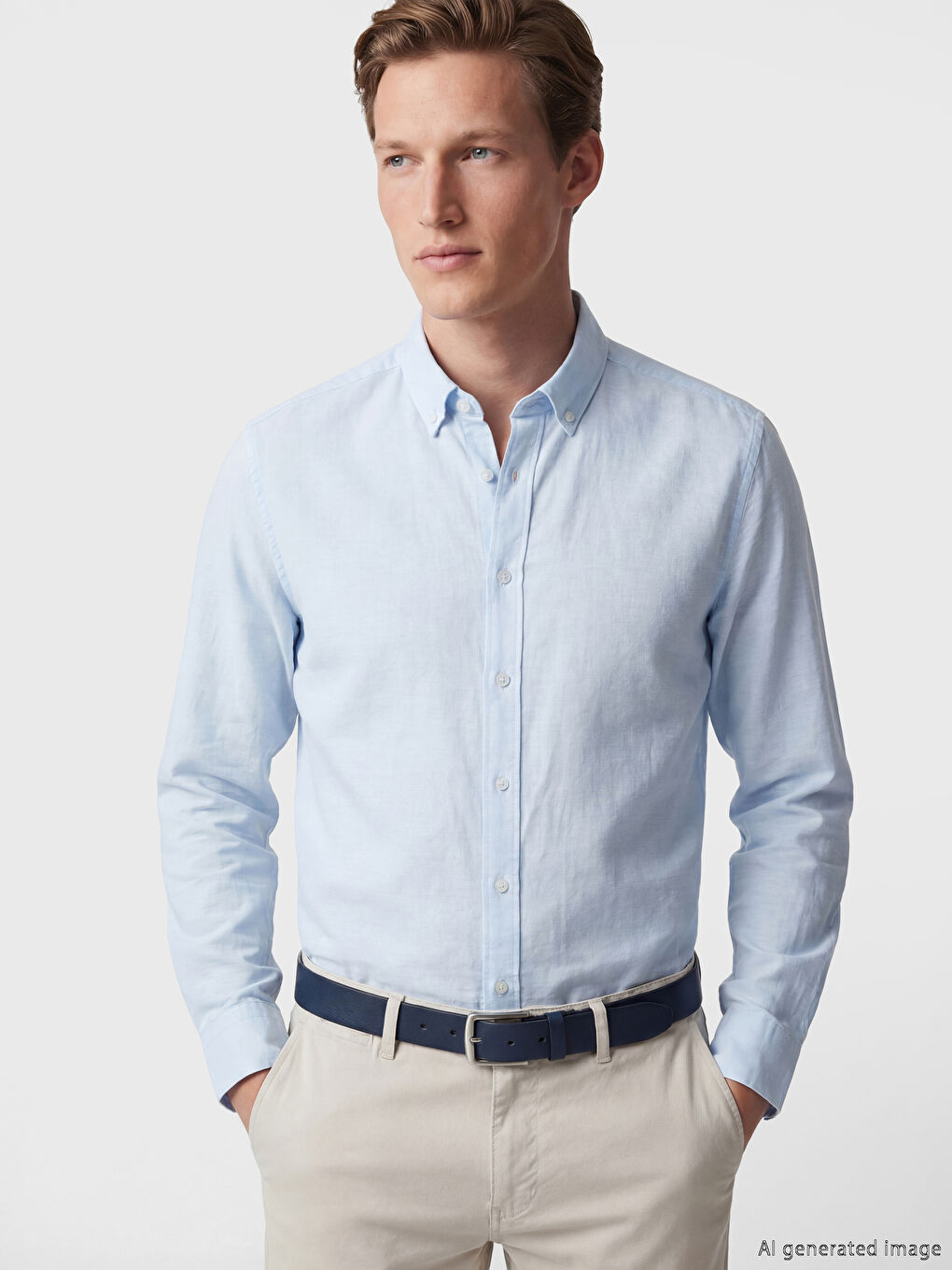 Mavi Regular Fit Keten Karışımlı Erkek Gömlek-1