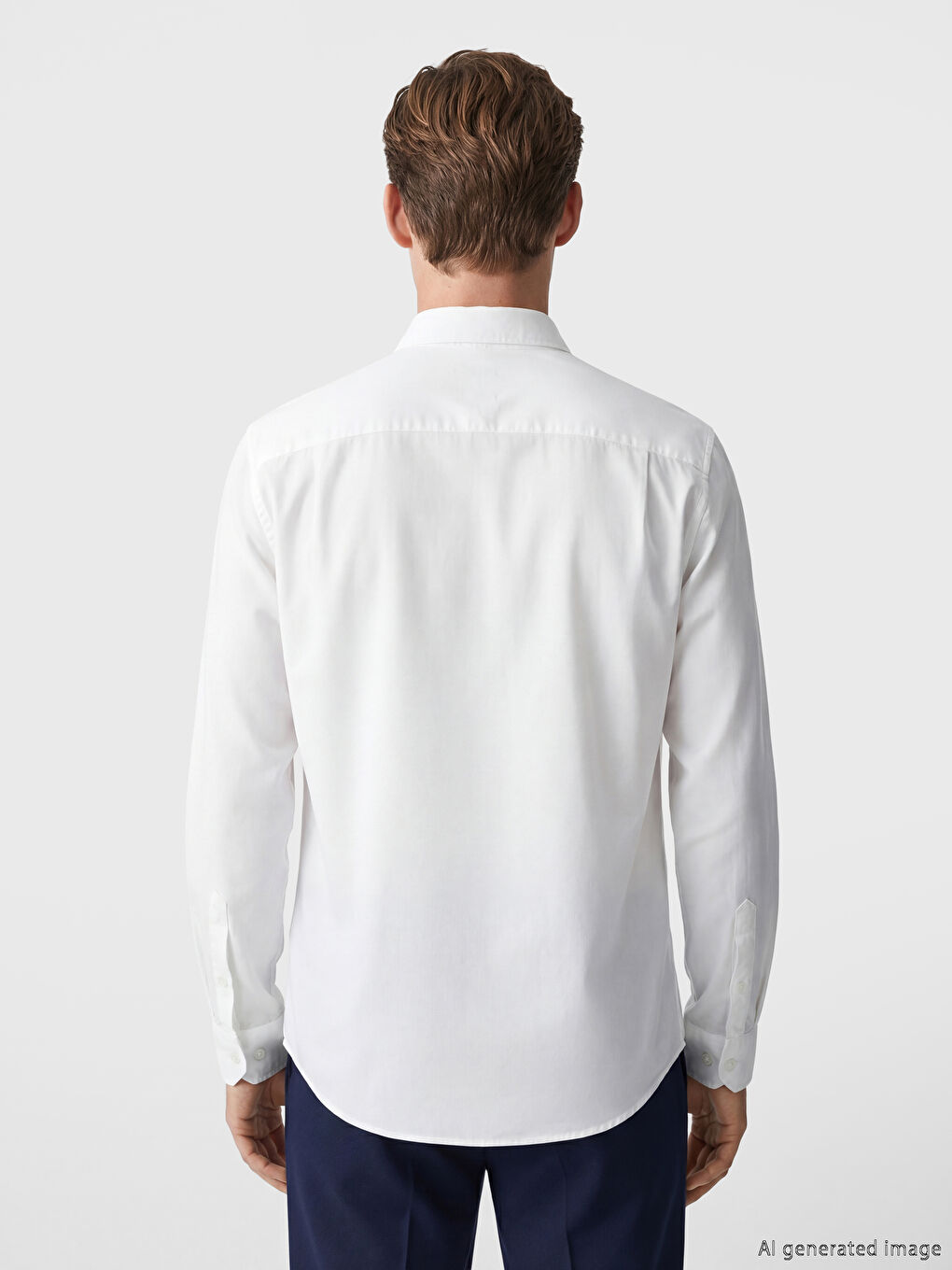 Beyaz Regular Fit Keten Karışımlı Erkek Gömlek-5