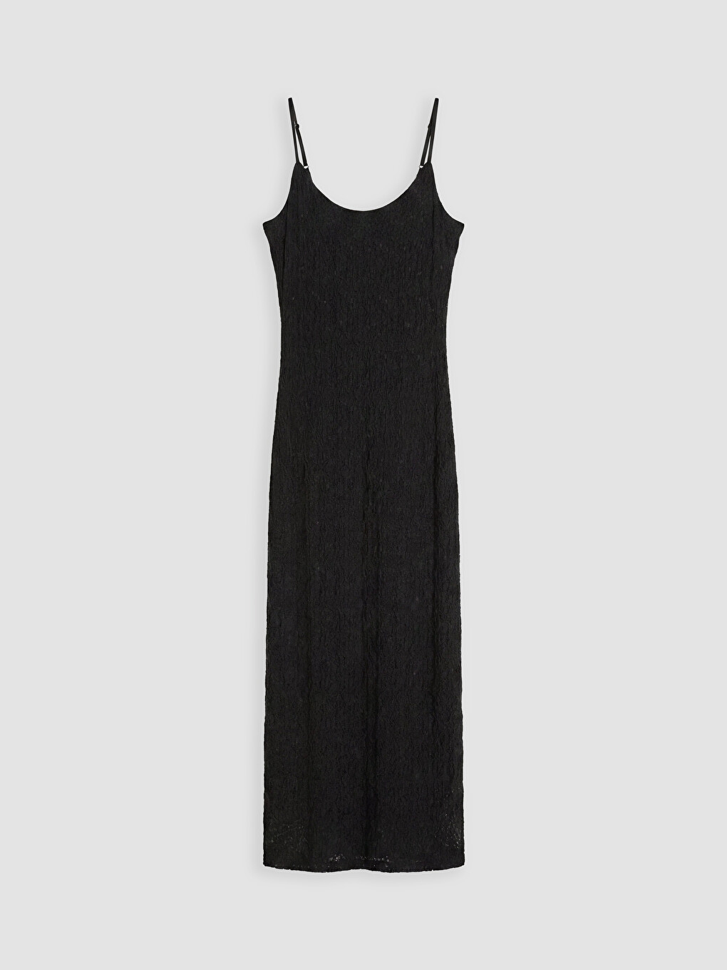 Siyah İp Askılı Dantelli Bodycon Elbise