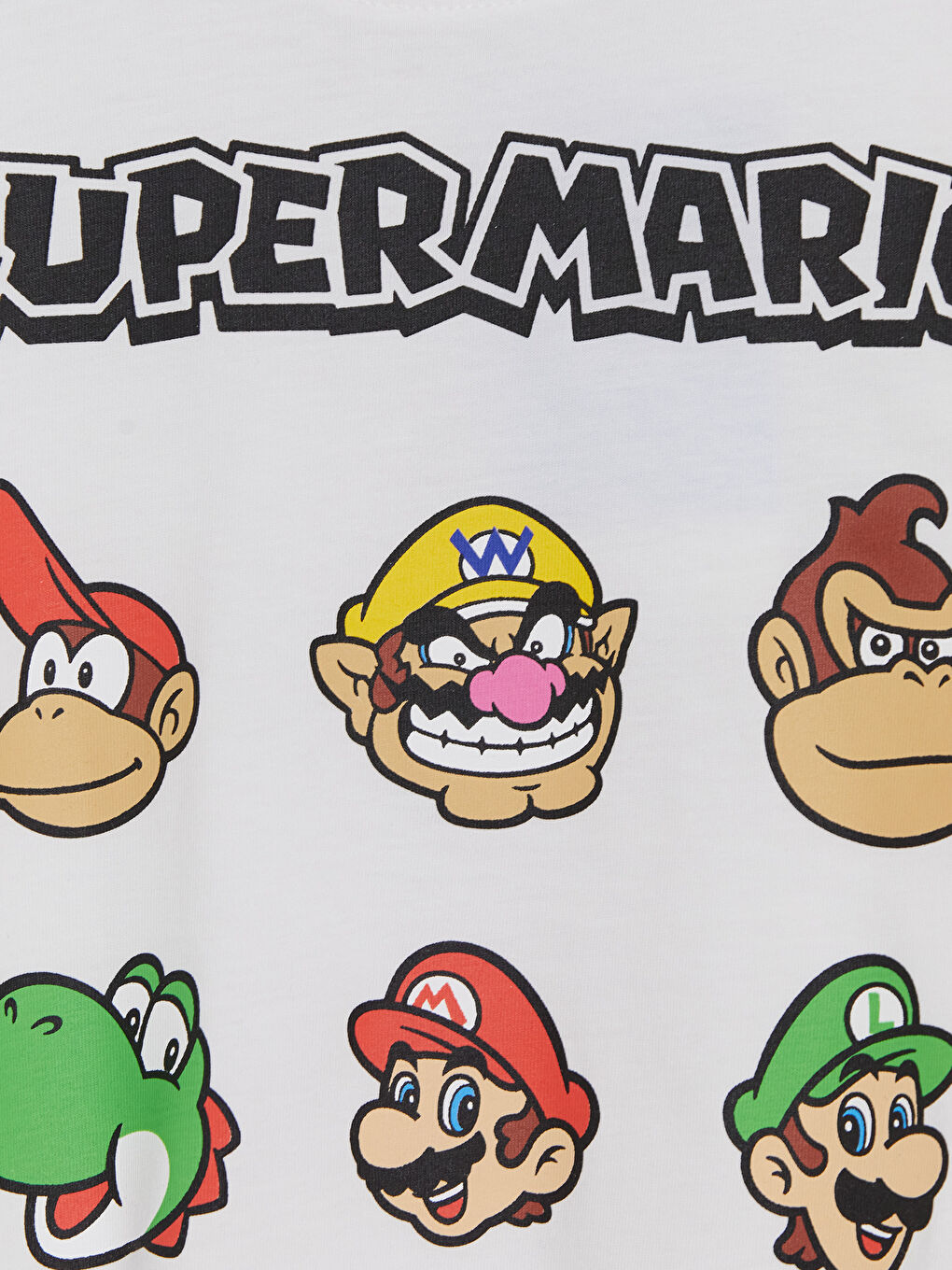 Beyaz Bisiklet Yaka Super Mario Baskılı Erkek Çocuk Tişört-1