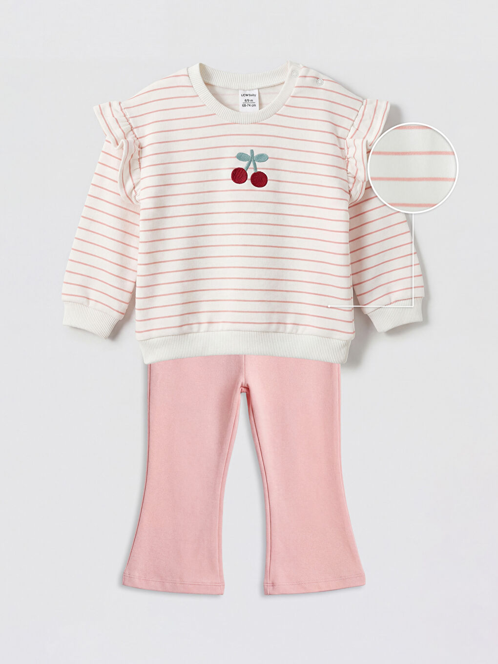 Ekru Nakışlı Kız Bebek Sweatshirt ve Tayt