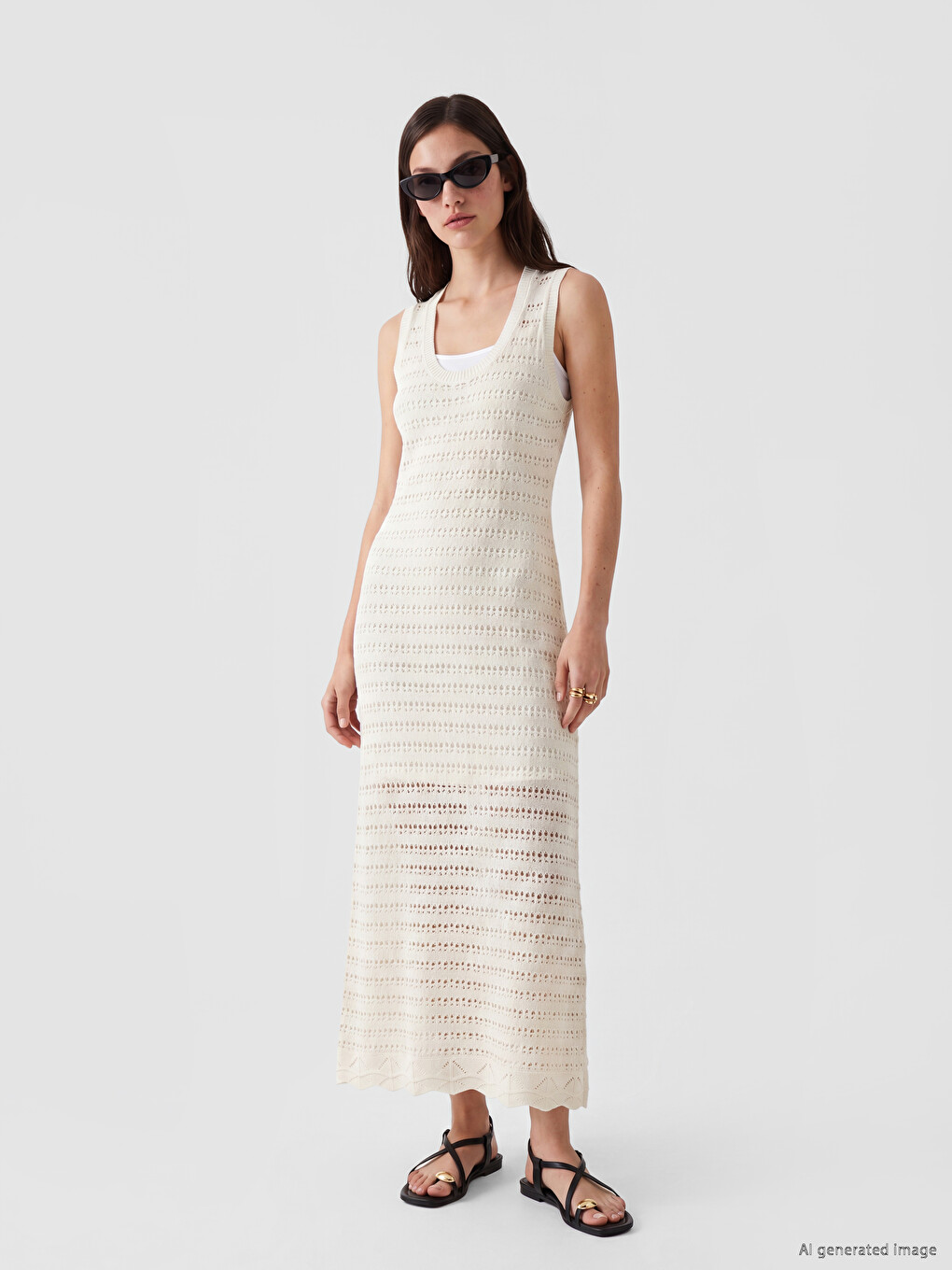 Back Decollete Open-Knit Women's Knitwear Beach Dress