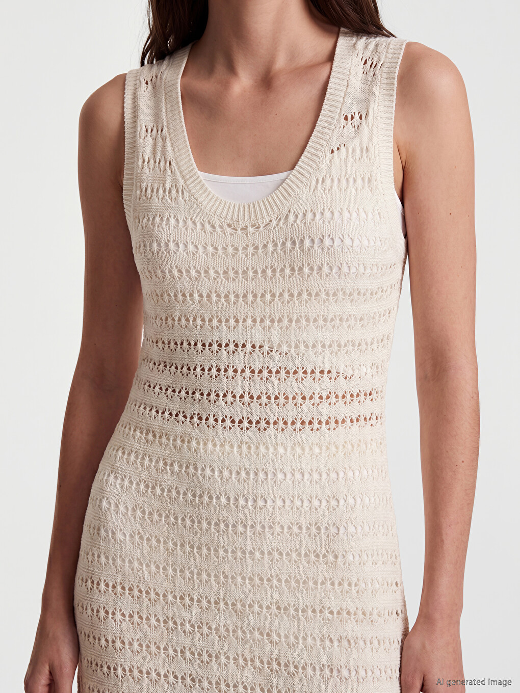 Back Decollete Open-Knit Women's Knitwear Beach Dress-2