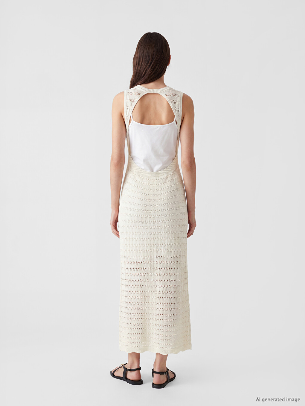 Back Decollete Open-Knit Women's Knitwear Beach Dress-3