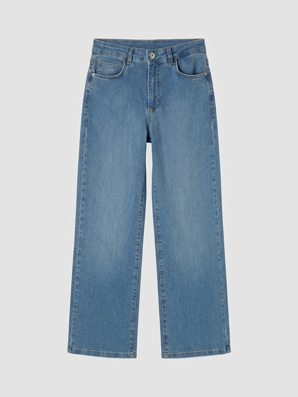 İndigo Yüksek Bel Straight Fit Kadın Jean Pantolon