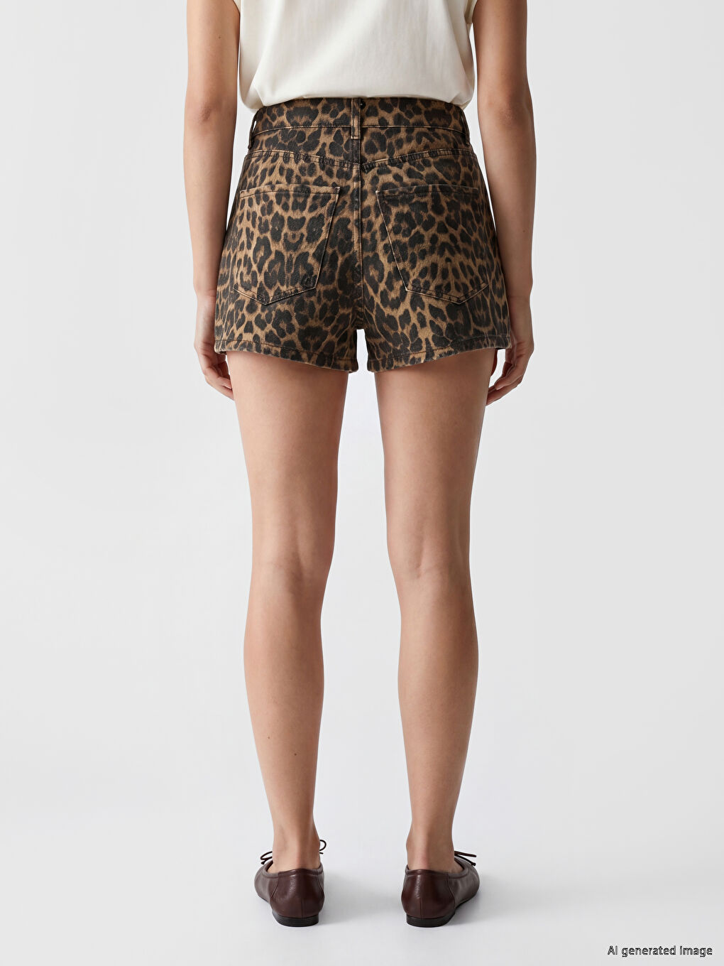 Leopard Print Women's Denim Shorts-3