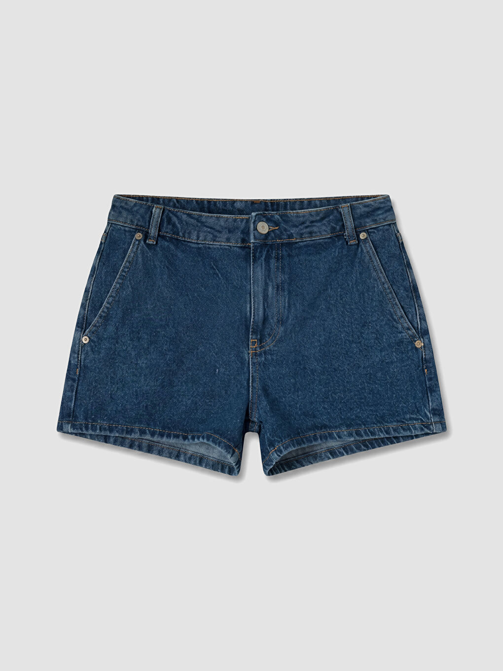İndigo Regular Fit Kadın Jean Şort-3