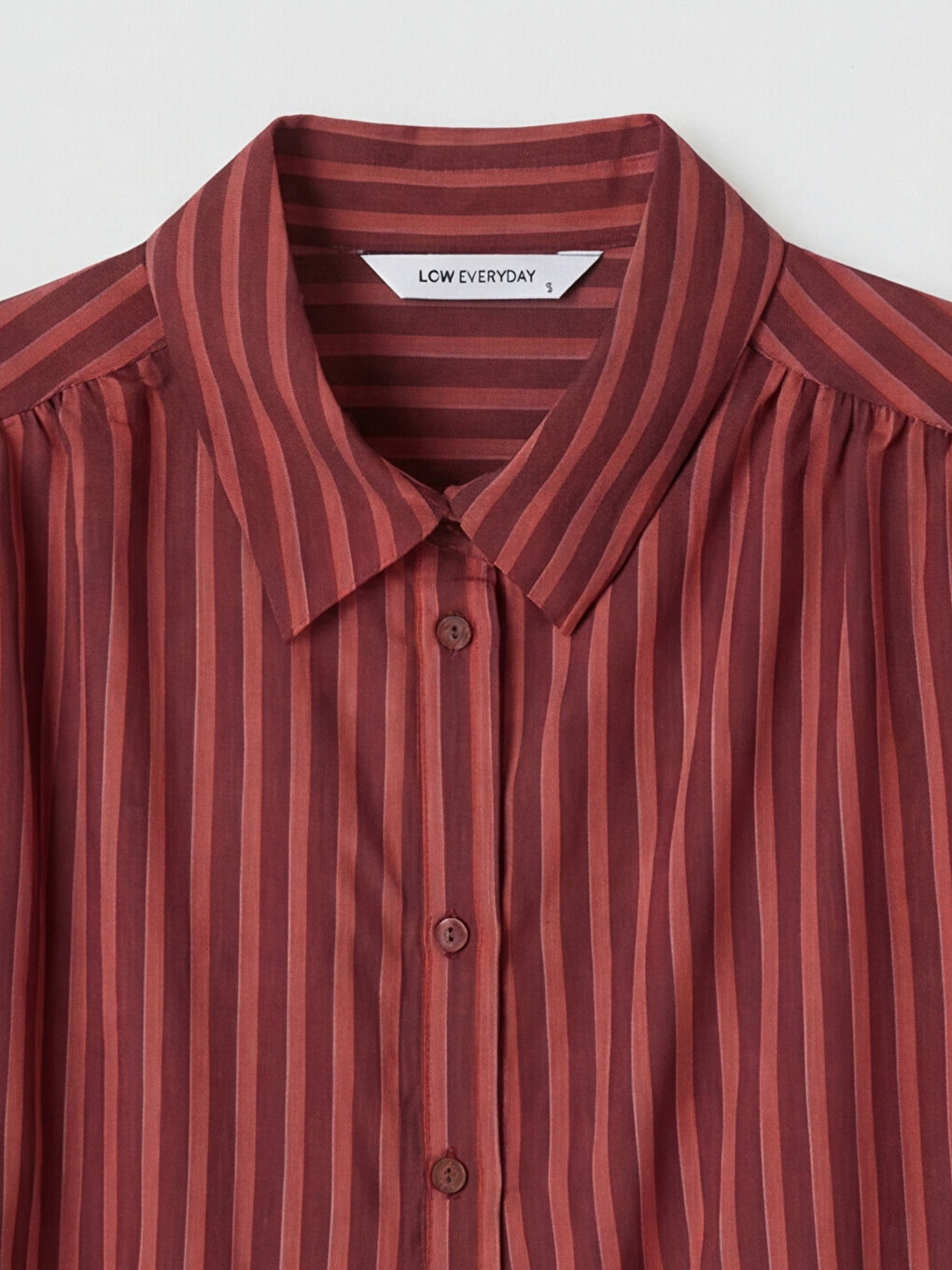 Bordo Gömlek Yaka Çizgili Oversize Kadın Tunik-2