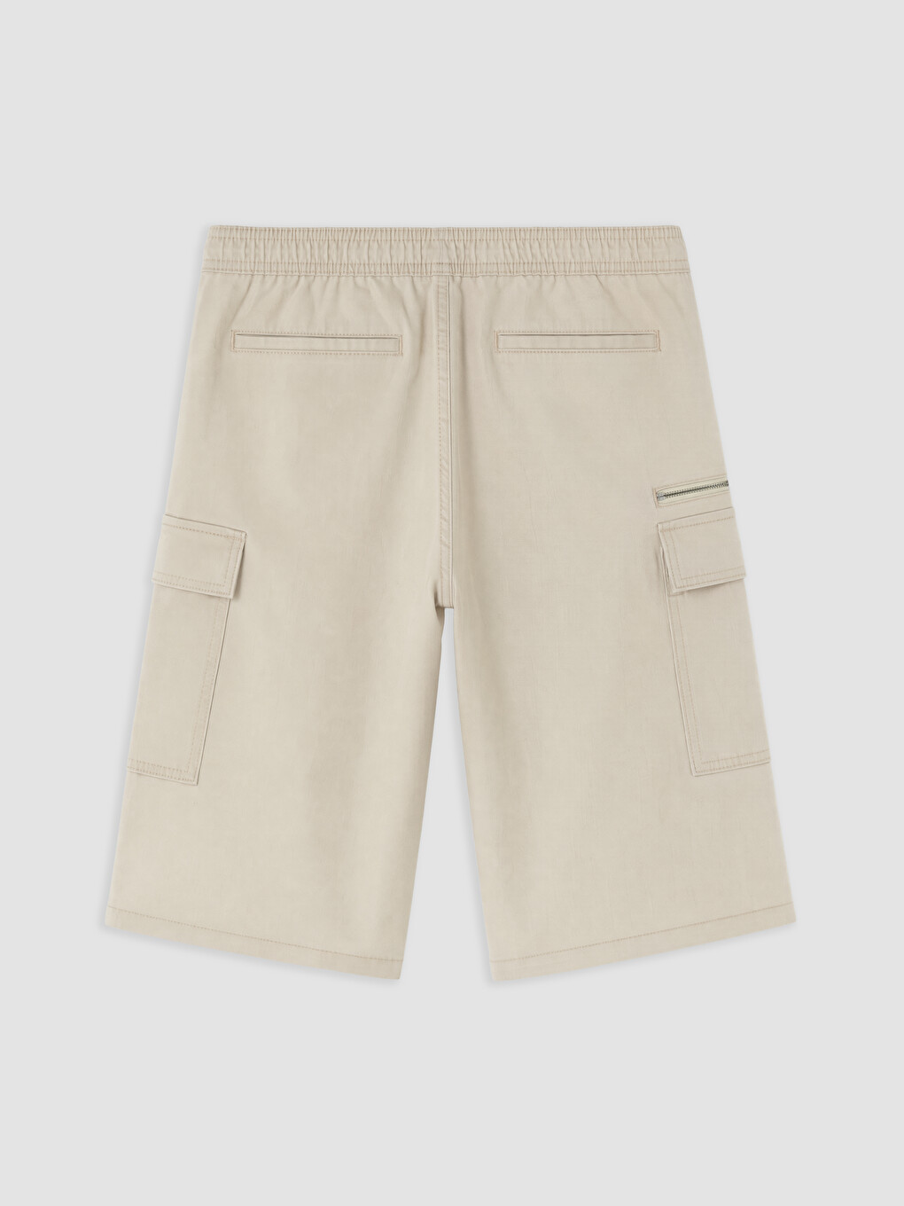 Gri Relax Fit Beli Lastikli Erkek Kargo Şort-5