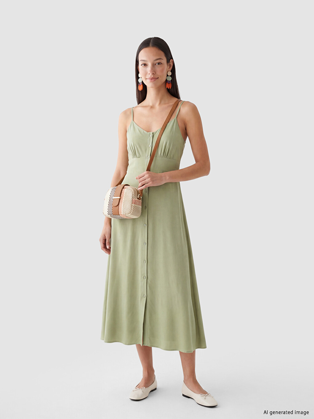 V Neck Strappy Ruched Dress-1