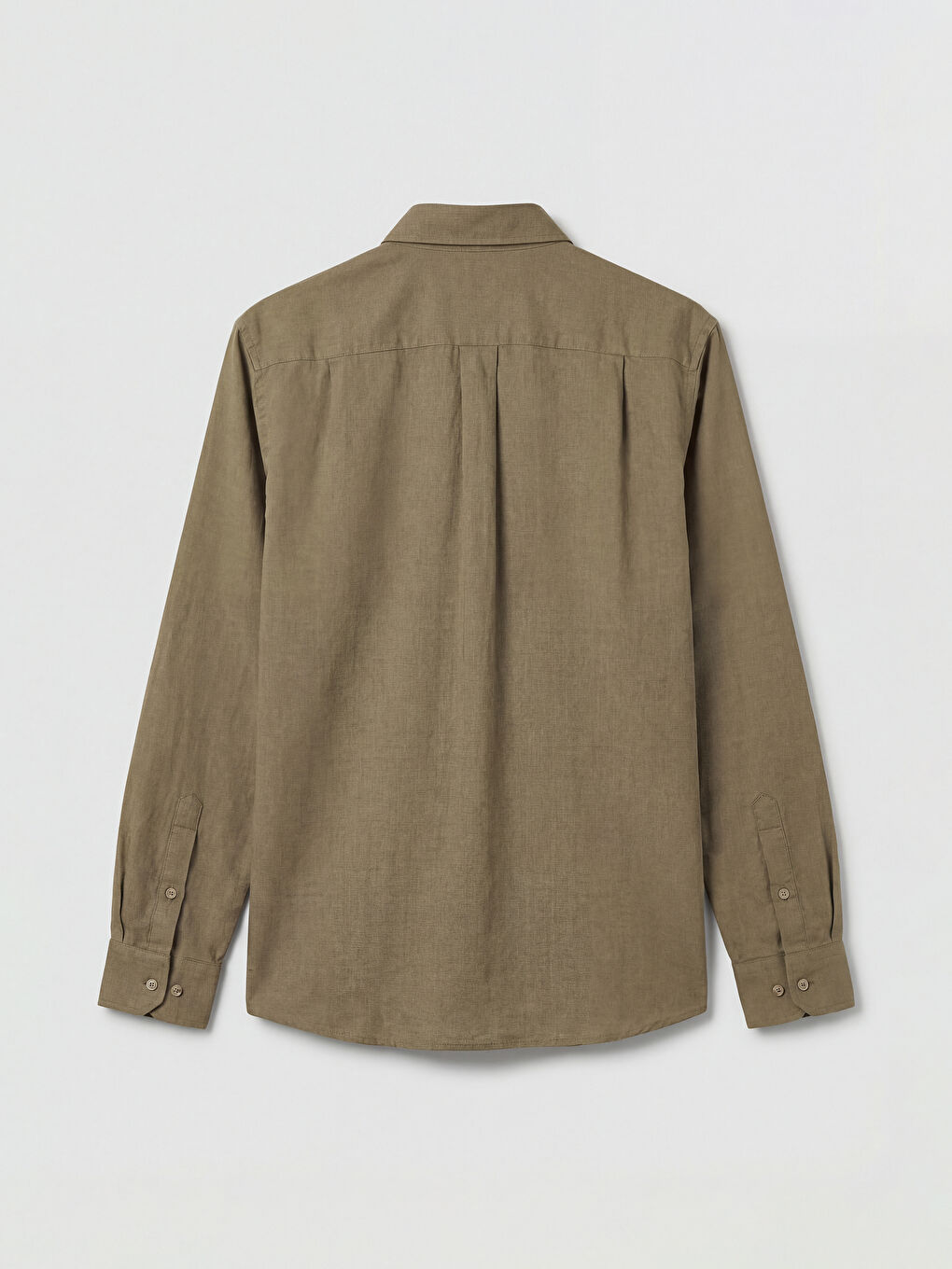 Haki Standart Kalıp Yün Karışımlı Erkek Gömlek-1