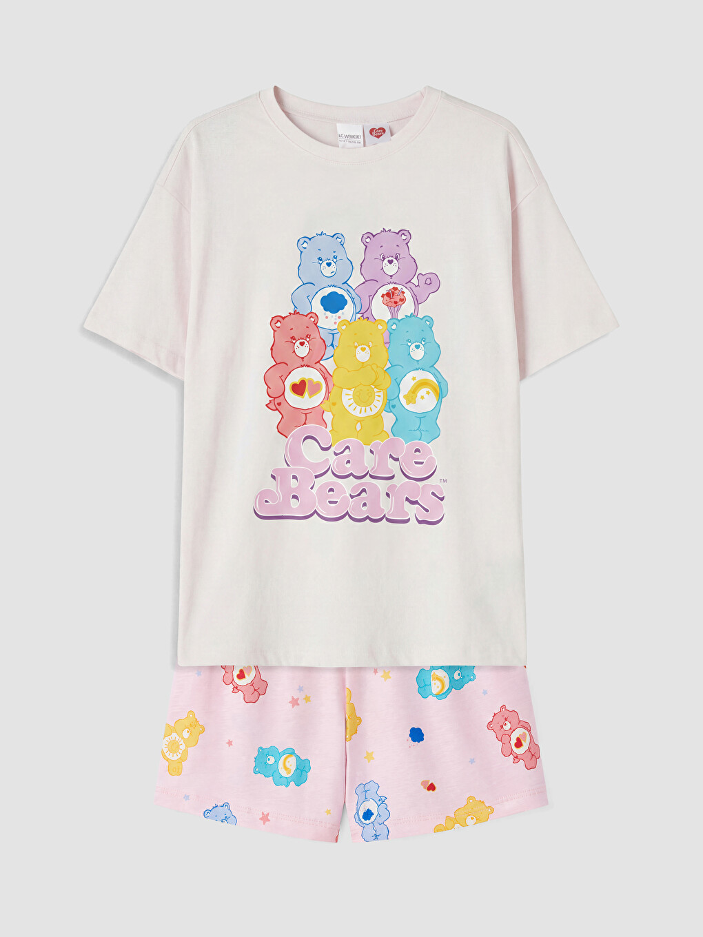 Pembe Care Bears Baskılı Kız Çocuk Şortlu Pijama Takımı