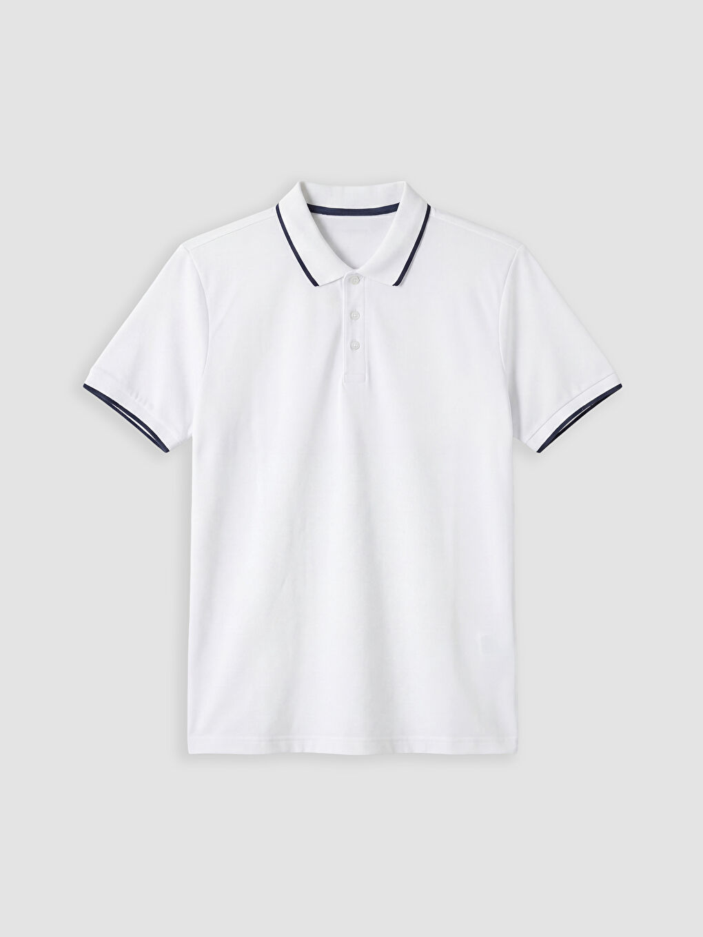 Beyaz Polo Yaka Pike Erkek Tişört