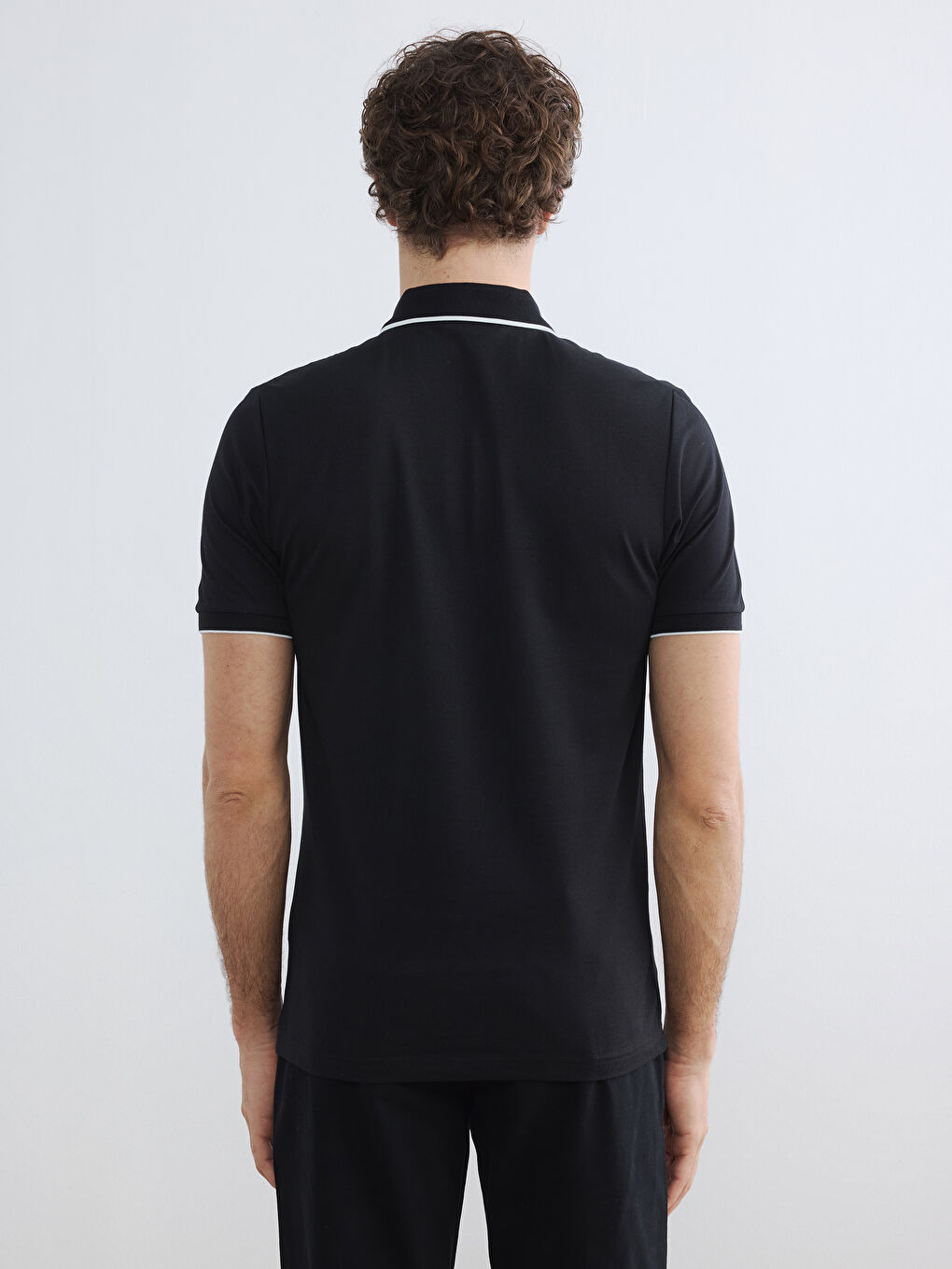 Siyah Polo Yaka Pike Erkek Tişört-3