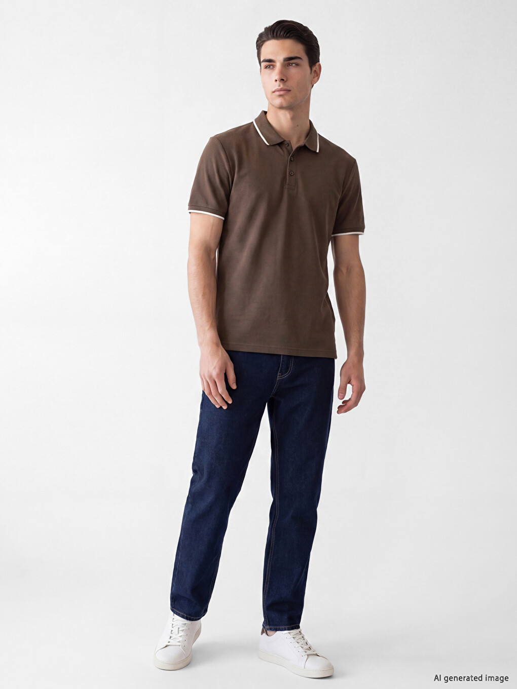Kahverengi Standart Fit Polo Yaka Erkek Tişört-1