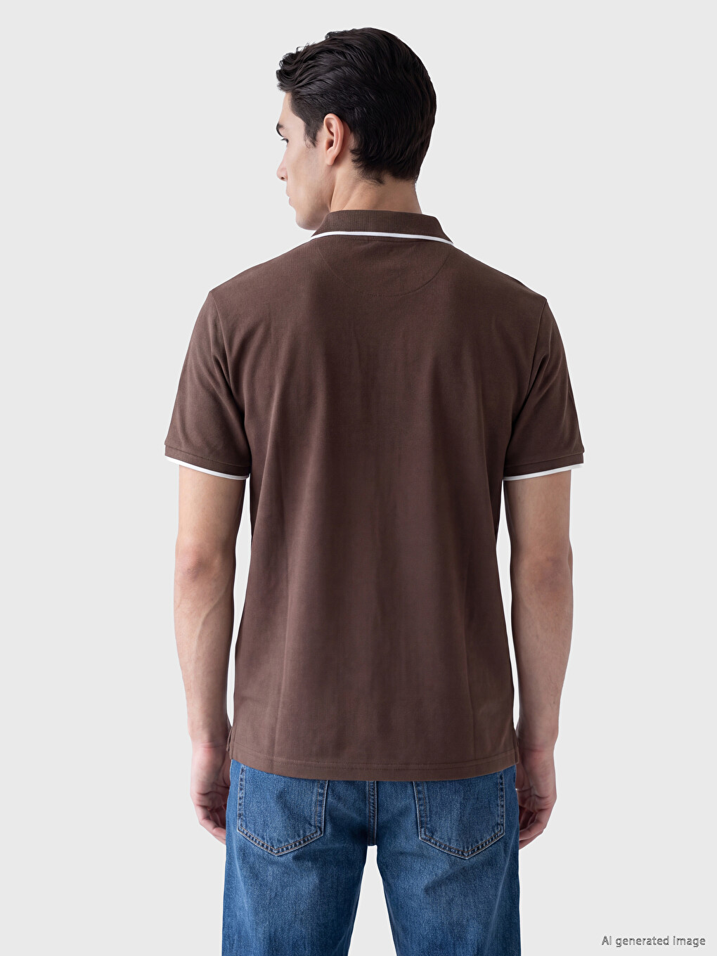 Kahverengi Standart Fit Polo Yaka Erkek Tişört-2