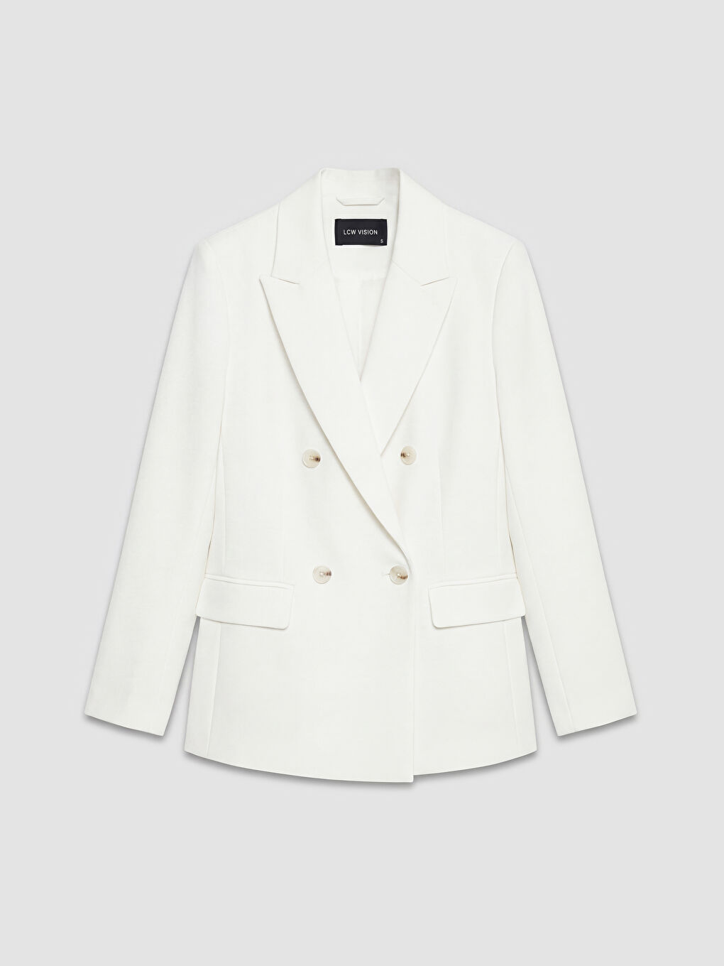 Ekru Kruvaze Yaka Kadın Blazer Ceket