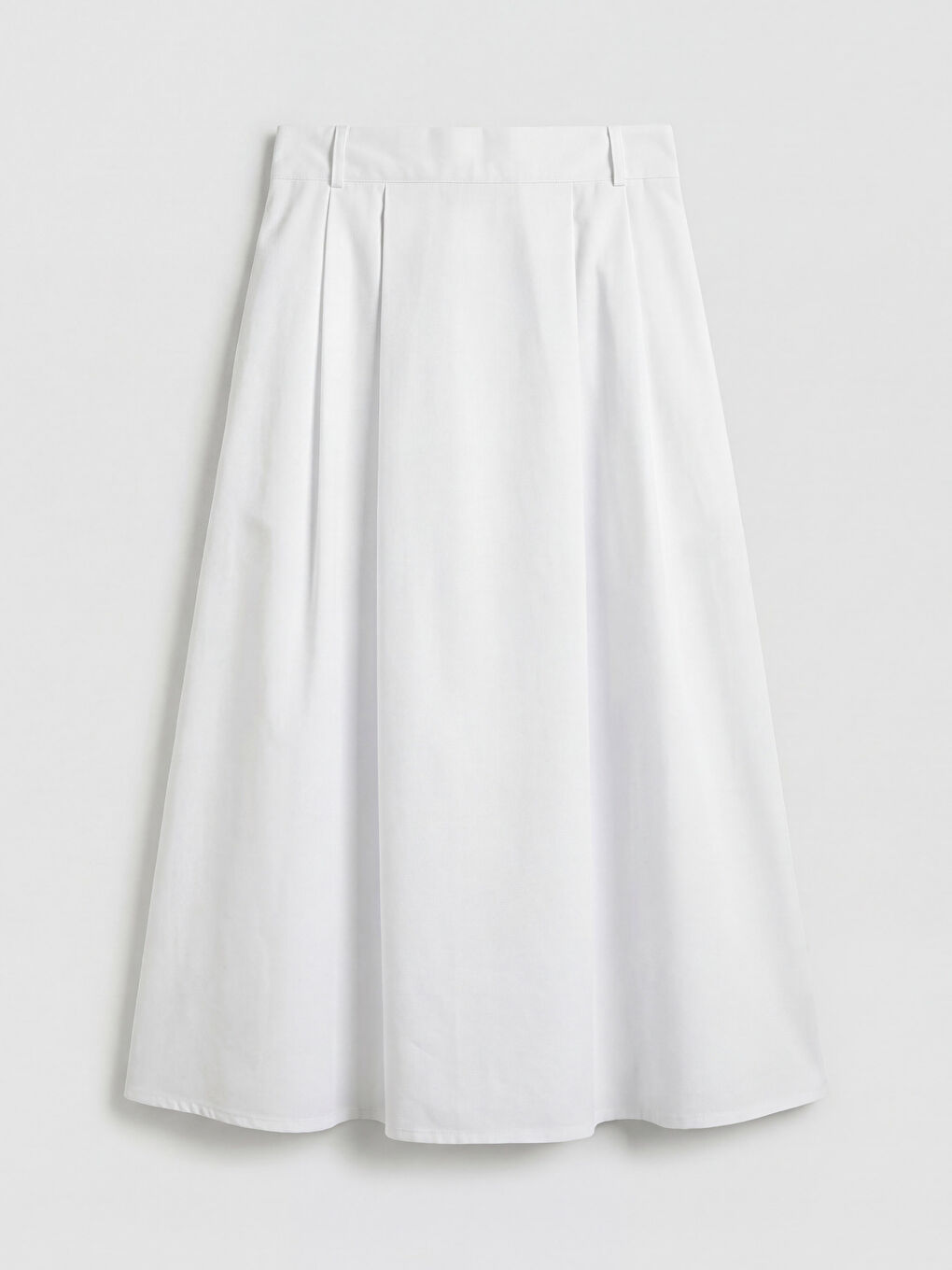 Beyaz Yüksek Bel Pileli Etek-4