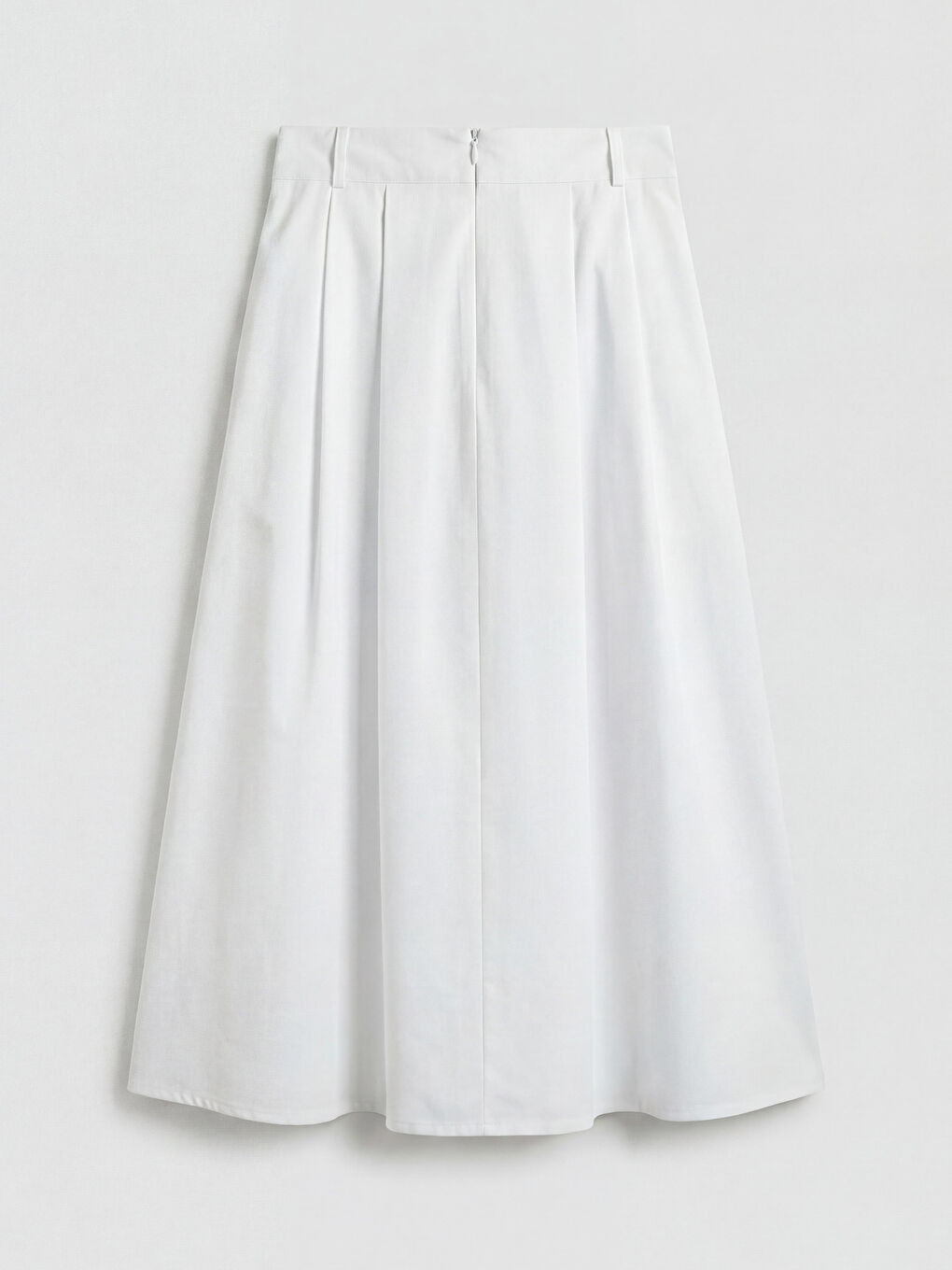 Beyaz Yüksek Bel Pileli Etek-5