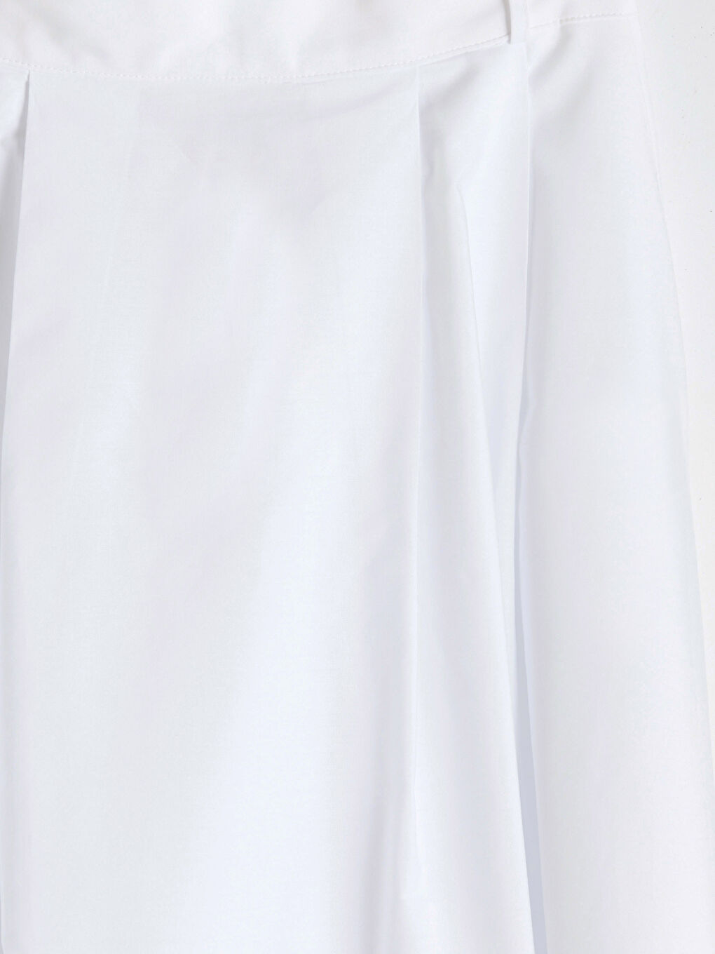 Beyaz Yüksek Bel Pileli Etek-6