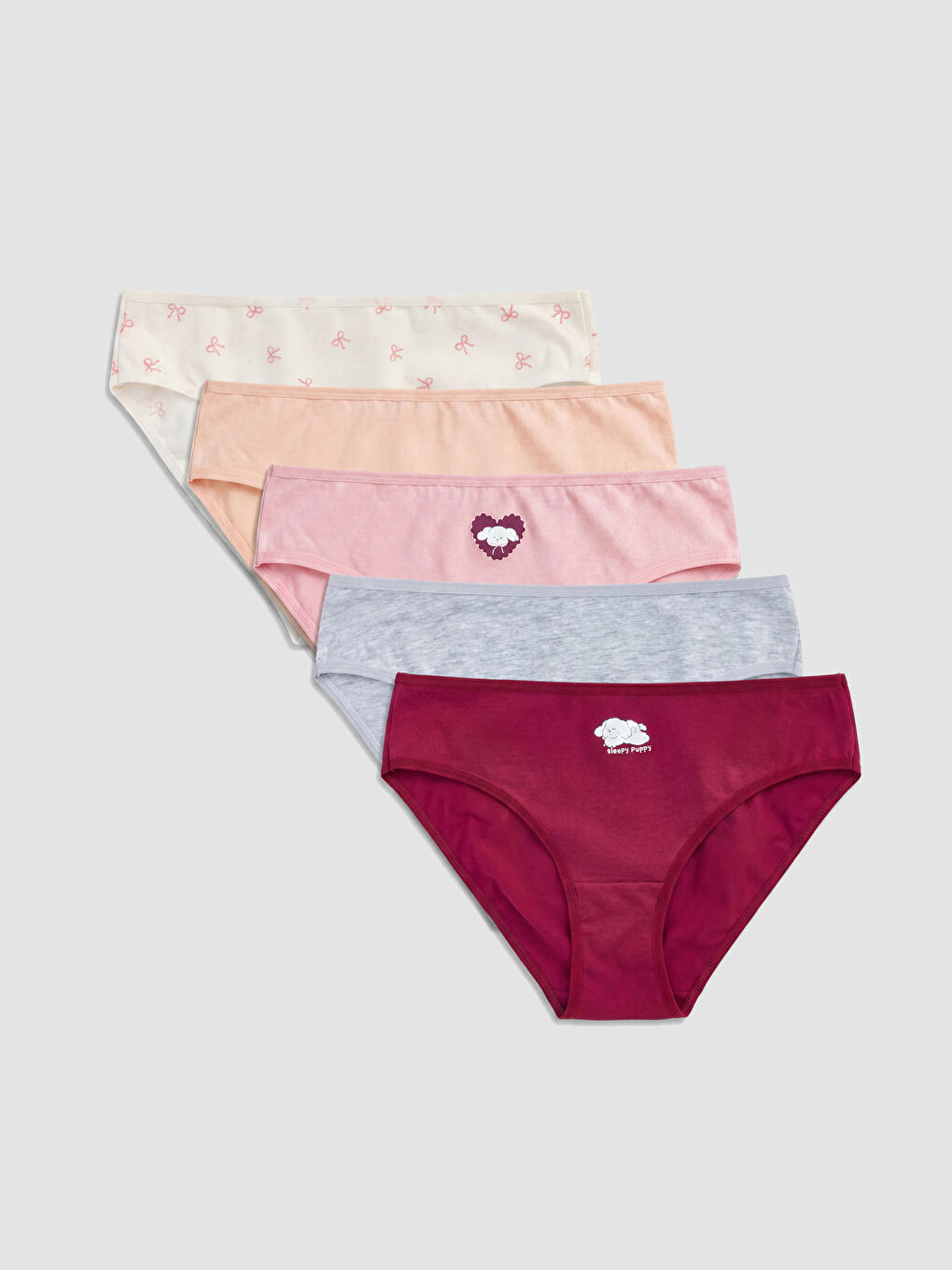 Ekru Desenli Bikini Külot 5'li