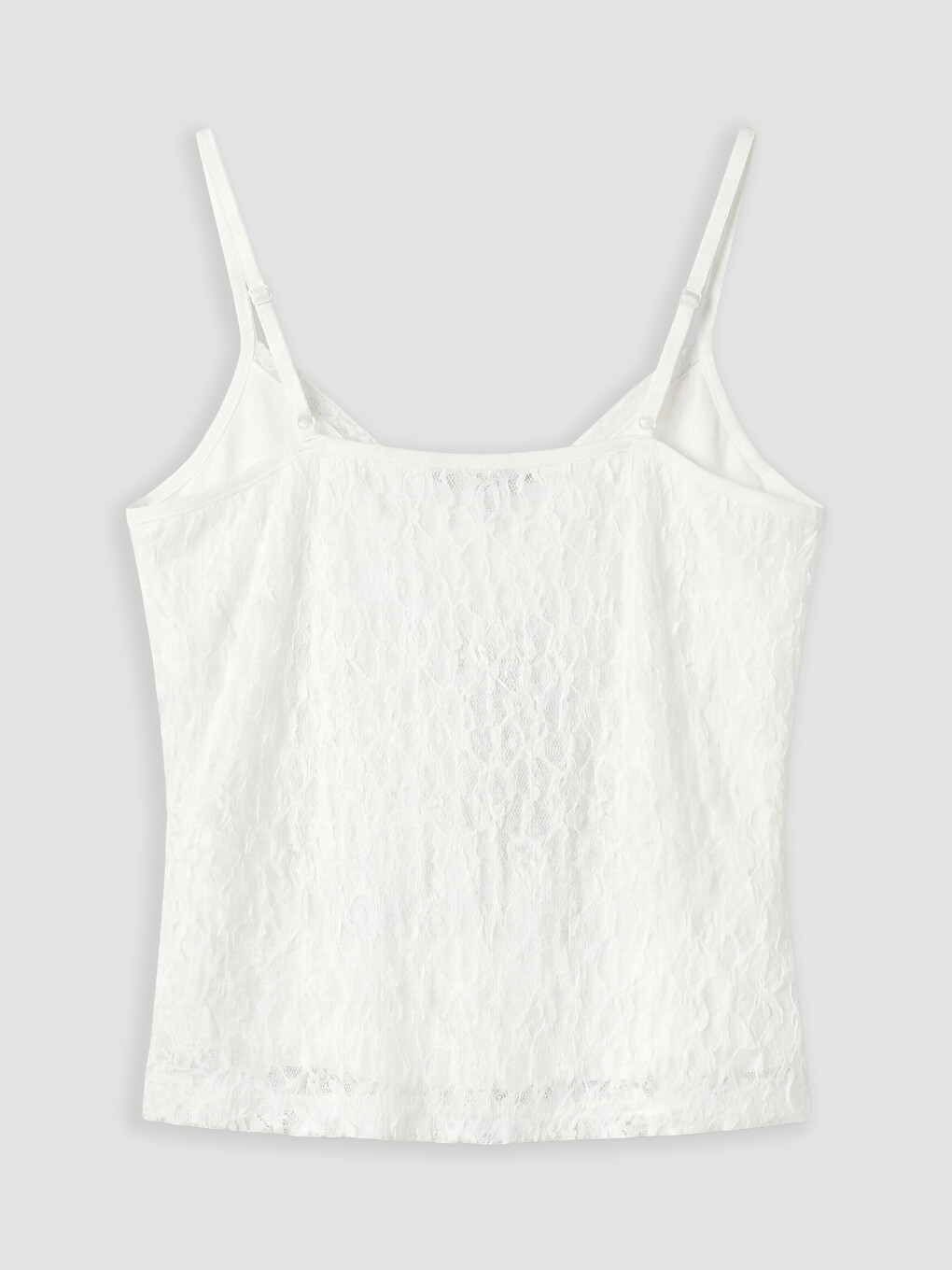 Beyaz V Yaka Dantelli İp Askılı Crop Bluz-1