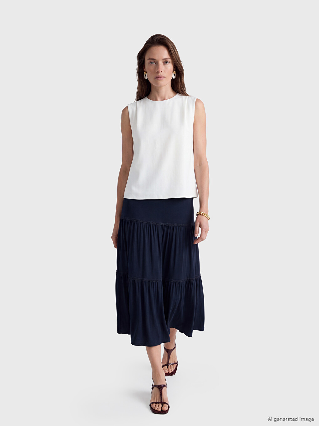 Elastic Waist Lace Detailed Layered Skirt